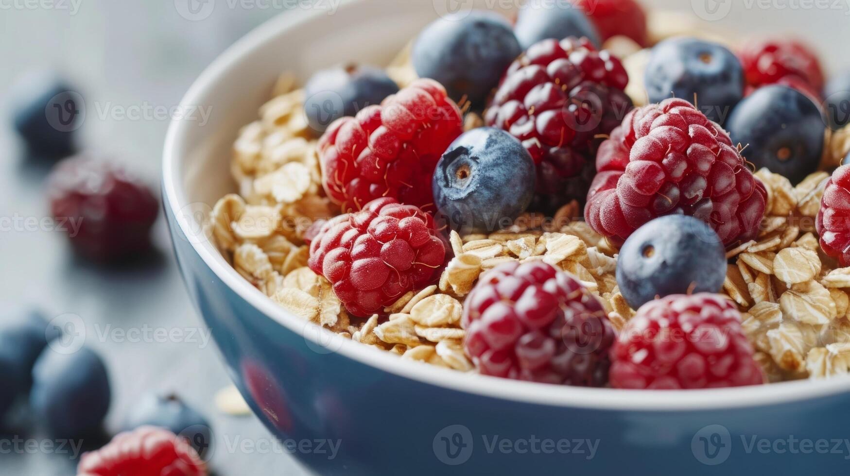 A bowl of oatmeal with berries illustrating the power of whole grains and antioxidants in promoting brain health photo