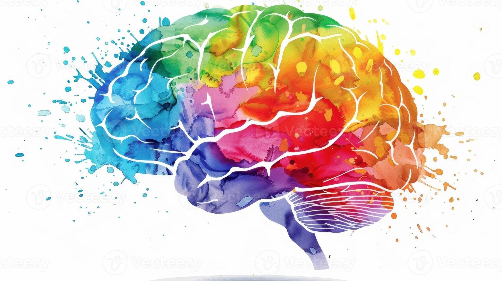 An illustration of a brain with different colors representing different activities that can improve brain function such as reading socializing and learning new skills photo
