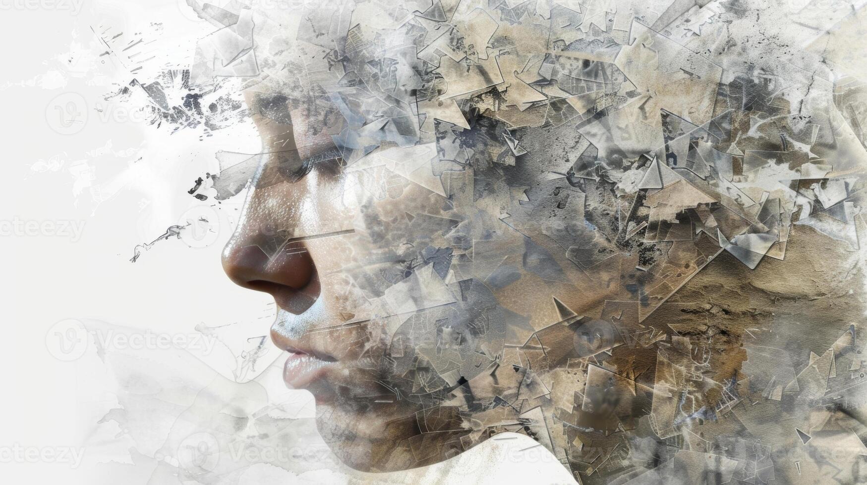 An artistic interpretation of the foggy and fragmented thinking experienced by those with early stages of dementia photo