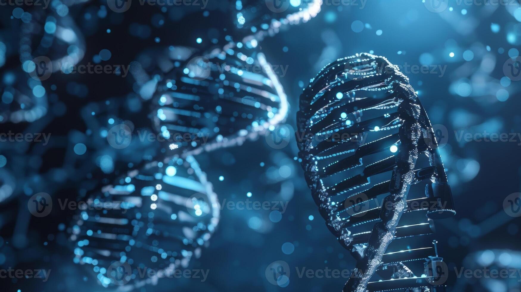An image of a DNA strand intertwined with a microphone representing how personal stories are a part of our genetic makeup photo