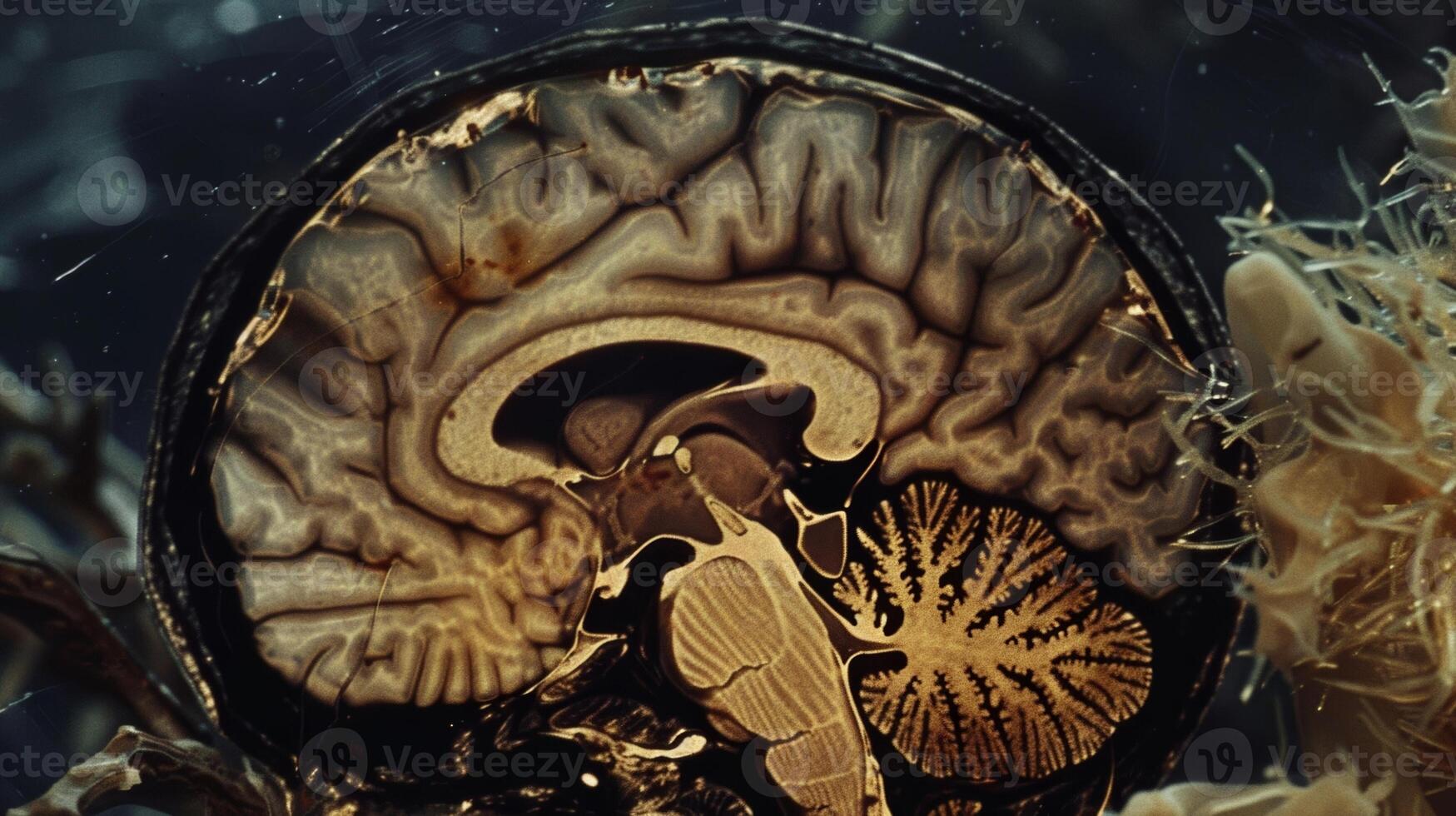 A magnified view of an MRI scan showing severe atrophy in the hippocampus photo