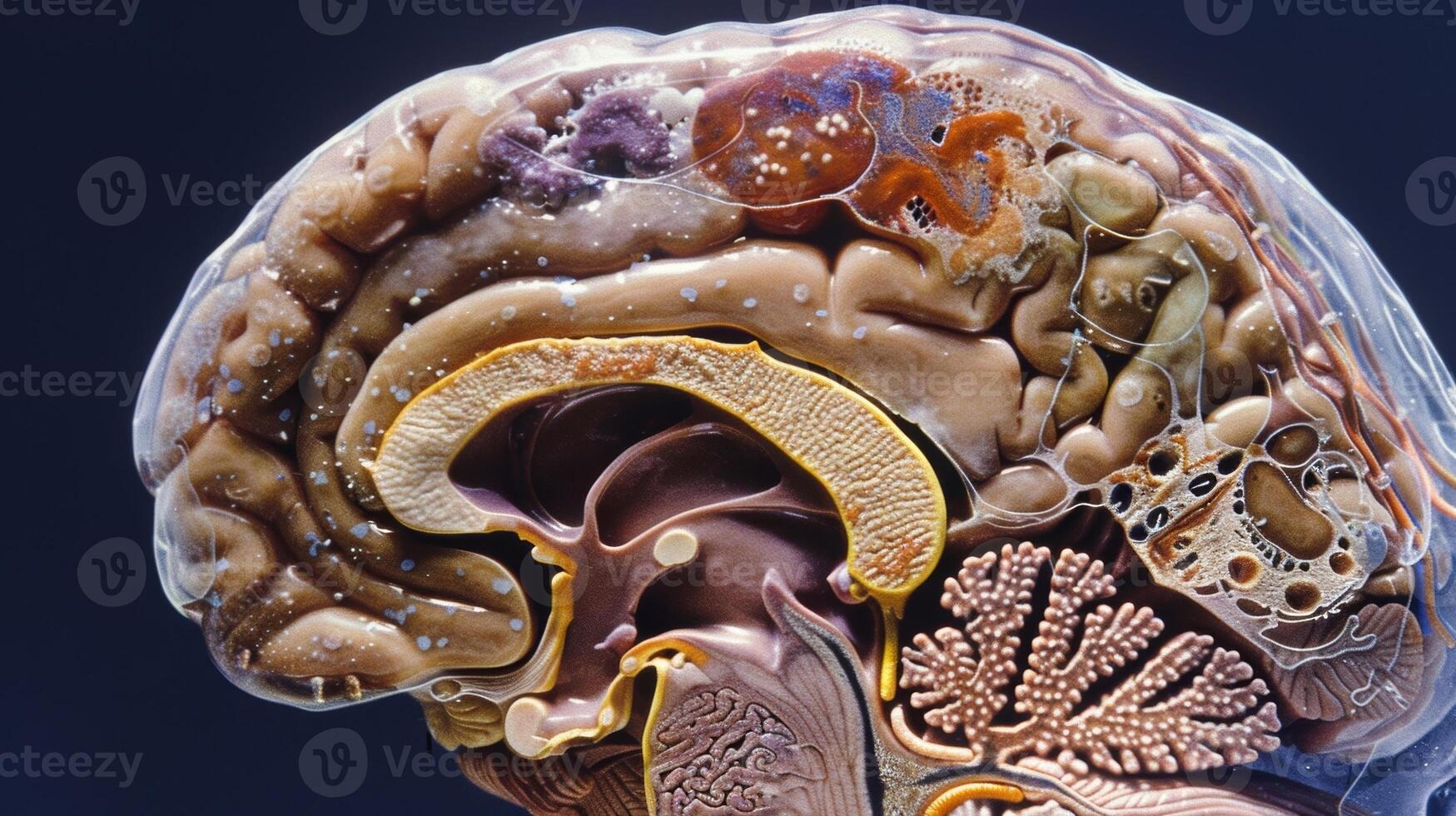 A crosssection of the brain highlighting the different layers of the cerebral cortex and their functions photo