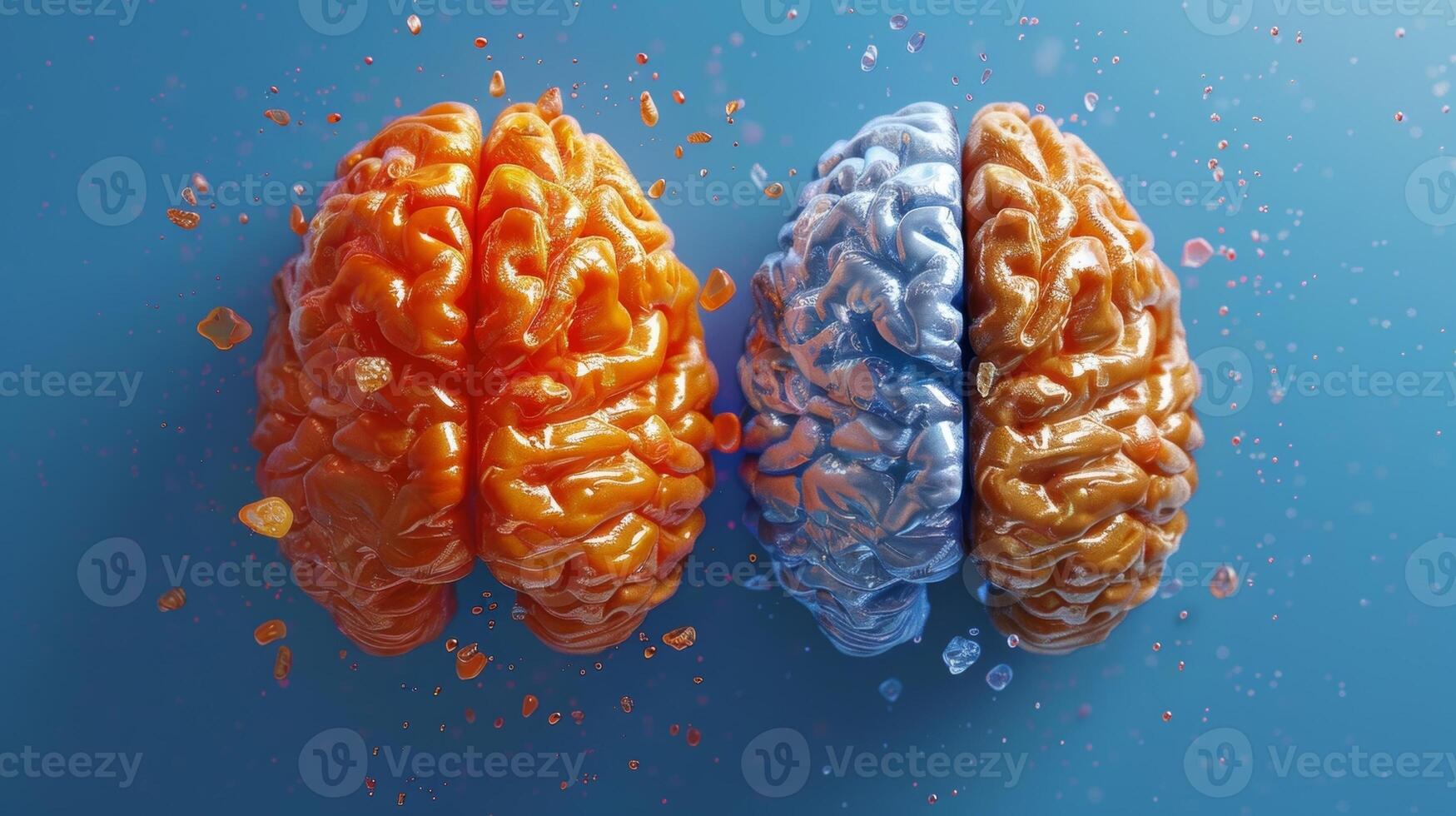 Comparison photo of a healthy brain and a brain affected by cognitive decline highlighting the visible differences