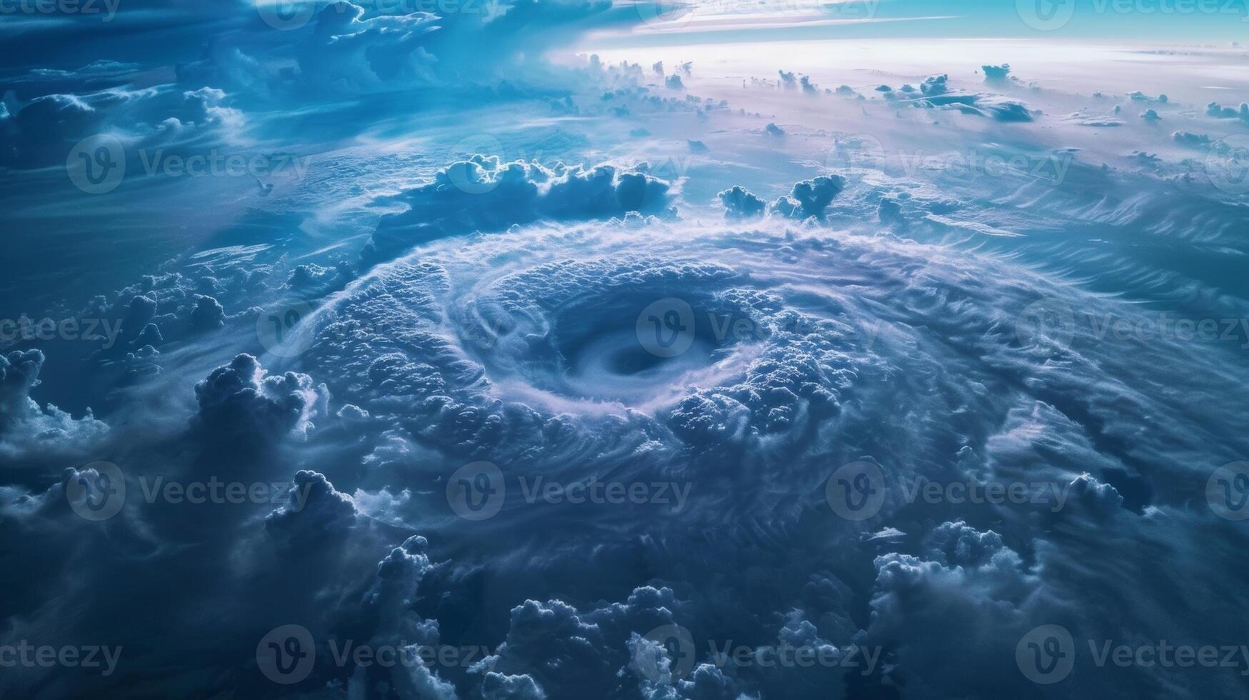 A topdown view of a hurricanes eye creating a mesmerizing pattern of clouds photo