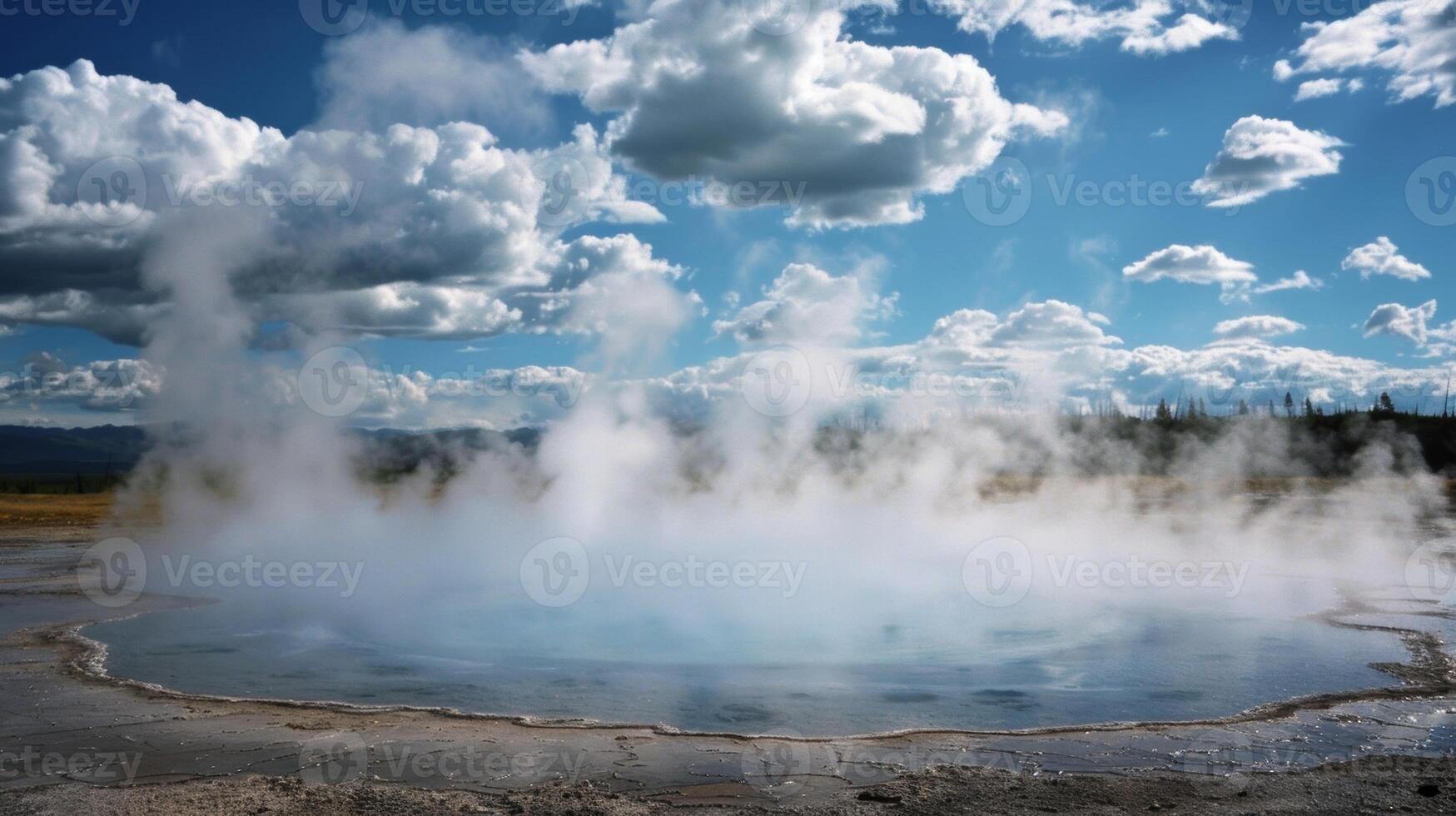 The surreal experience of walking through a geothermal field filled with steam photo