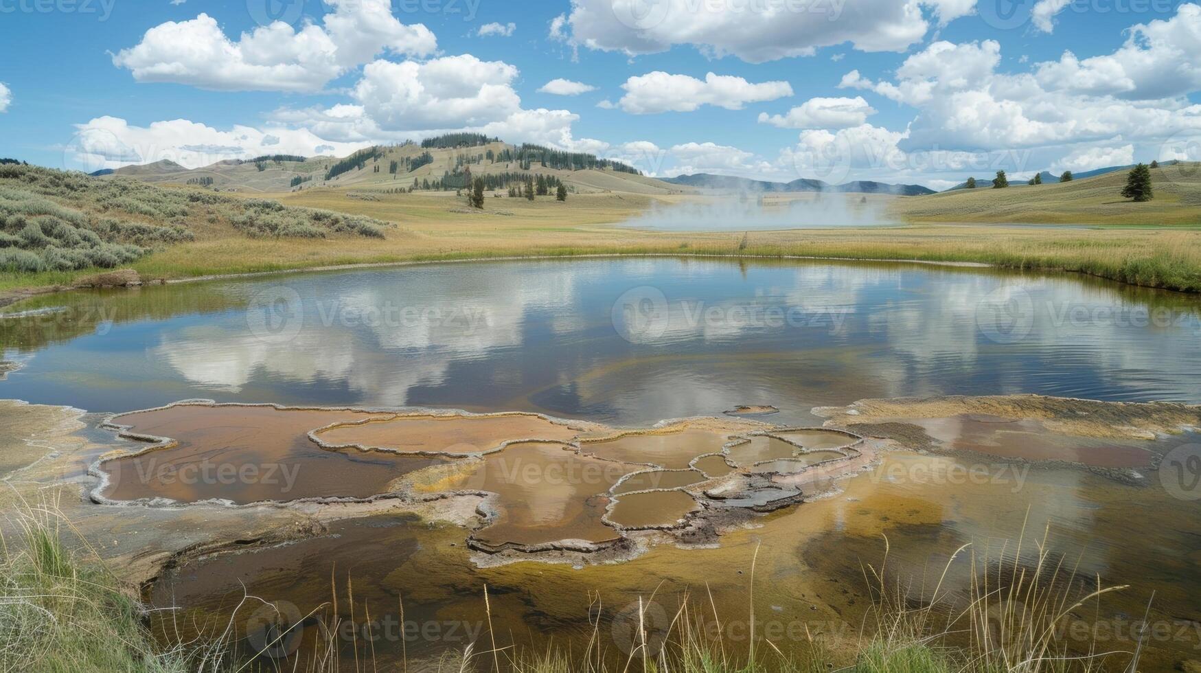 The spotted lake is a popular attraction for its unique appearance and geological significance photo