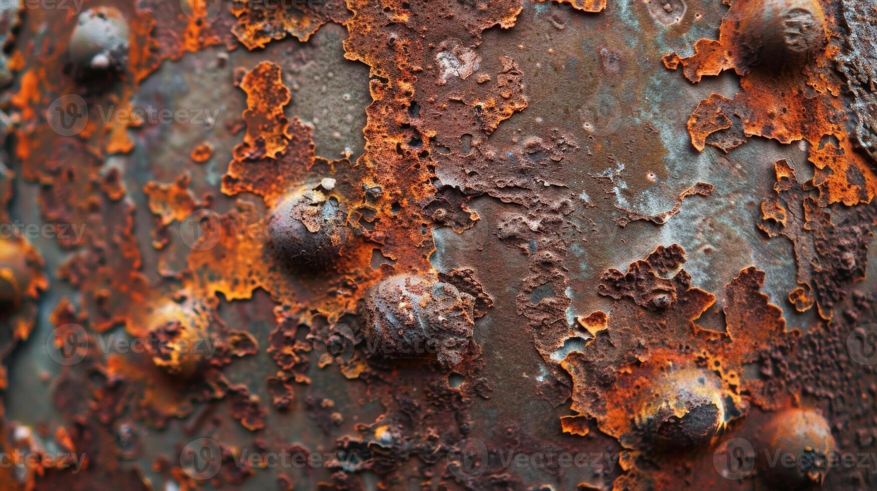 Corroded and pockmarked This closeup showcases the destructive effects of corrosion on metal with small pits and pockmarks creating a rough and uneven surface photo