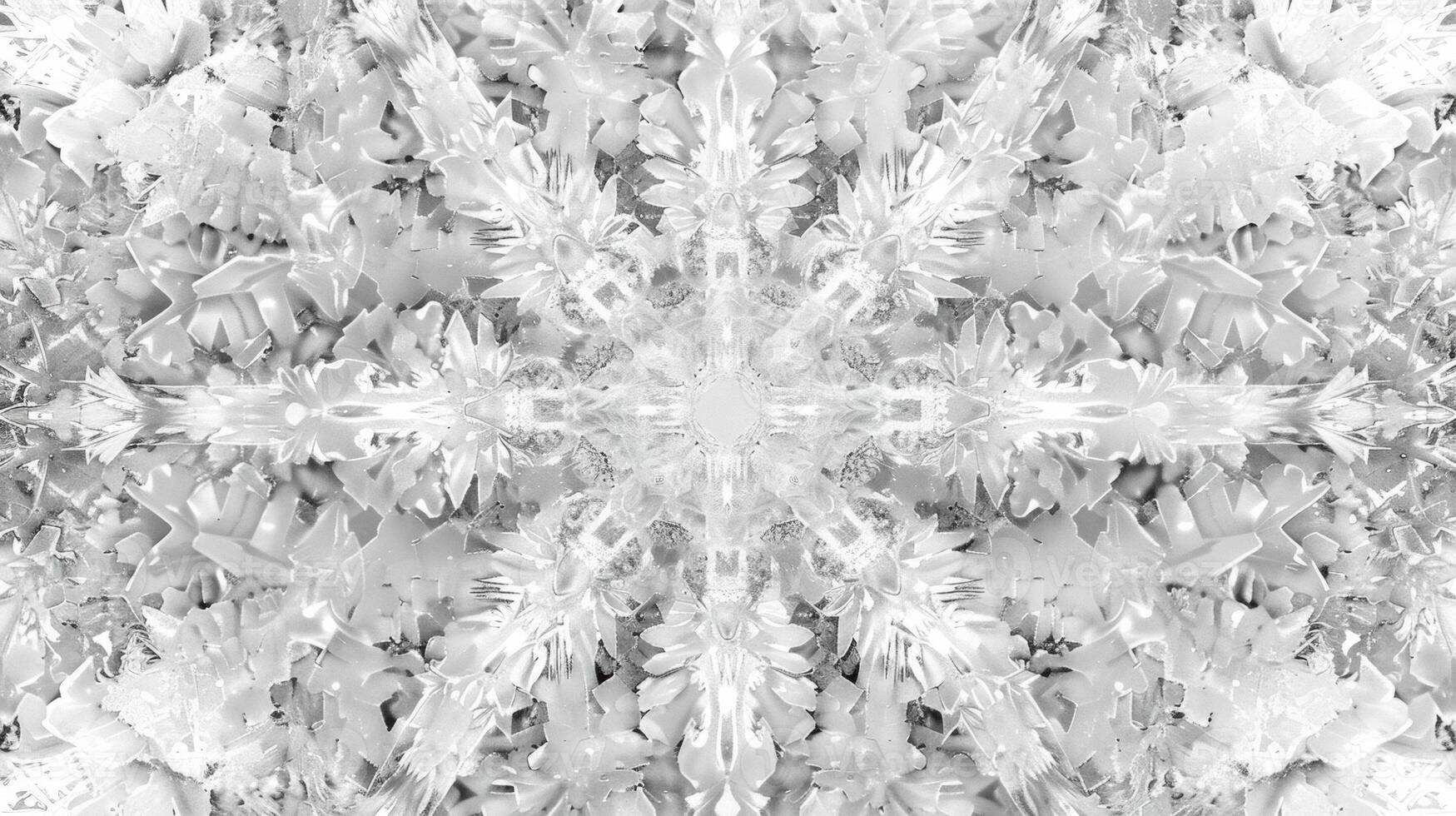 A macro shot of a frosted window with a kaleidoscope of glistening ice crystals forming intricate patterns photo