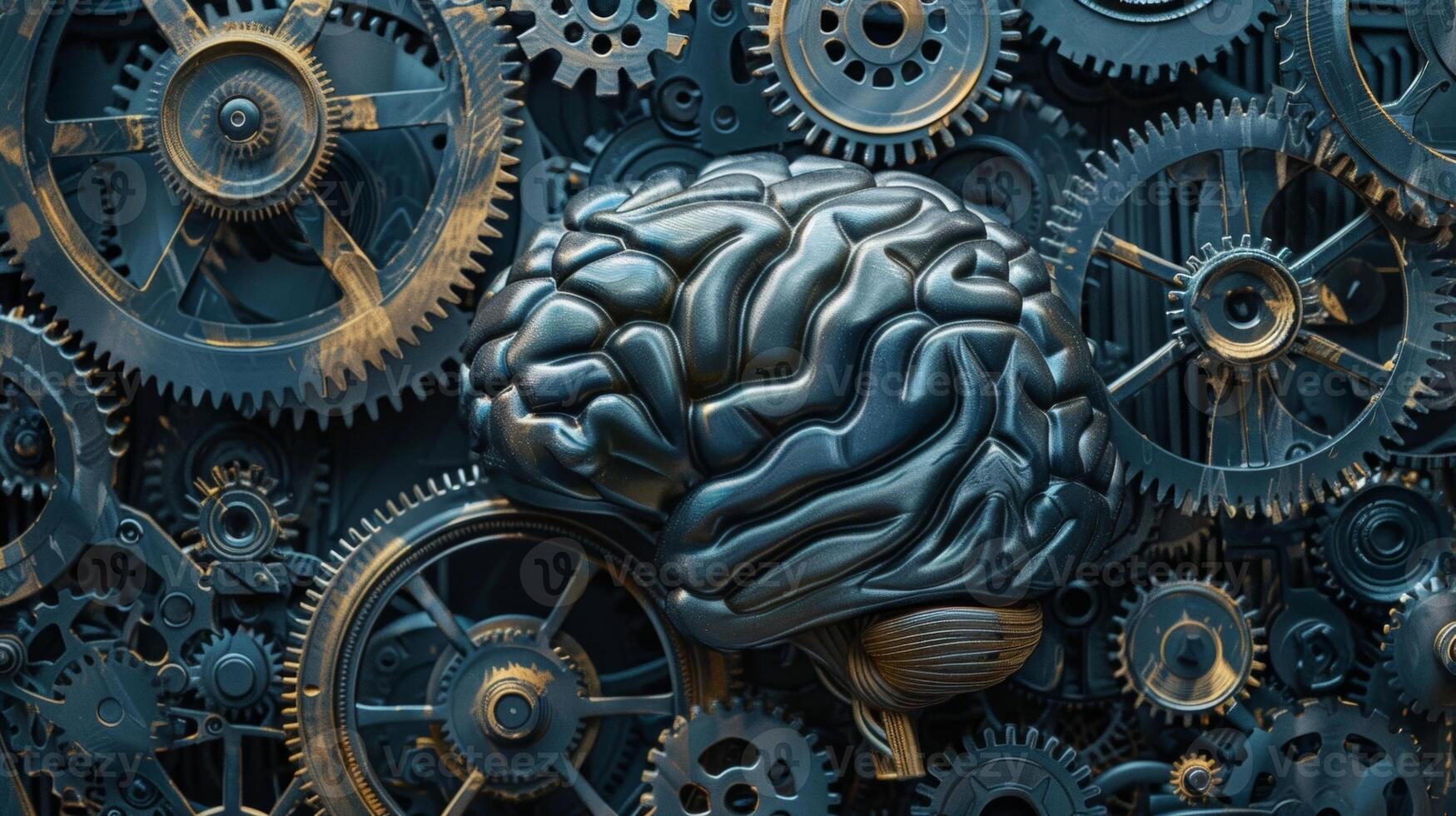 A brain with gears turning representing the power of positive thinking photo