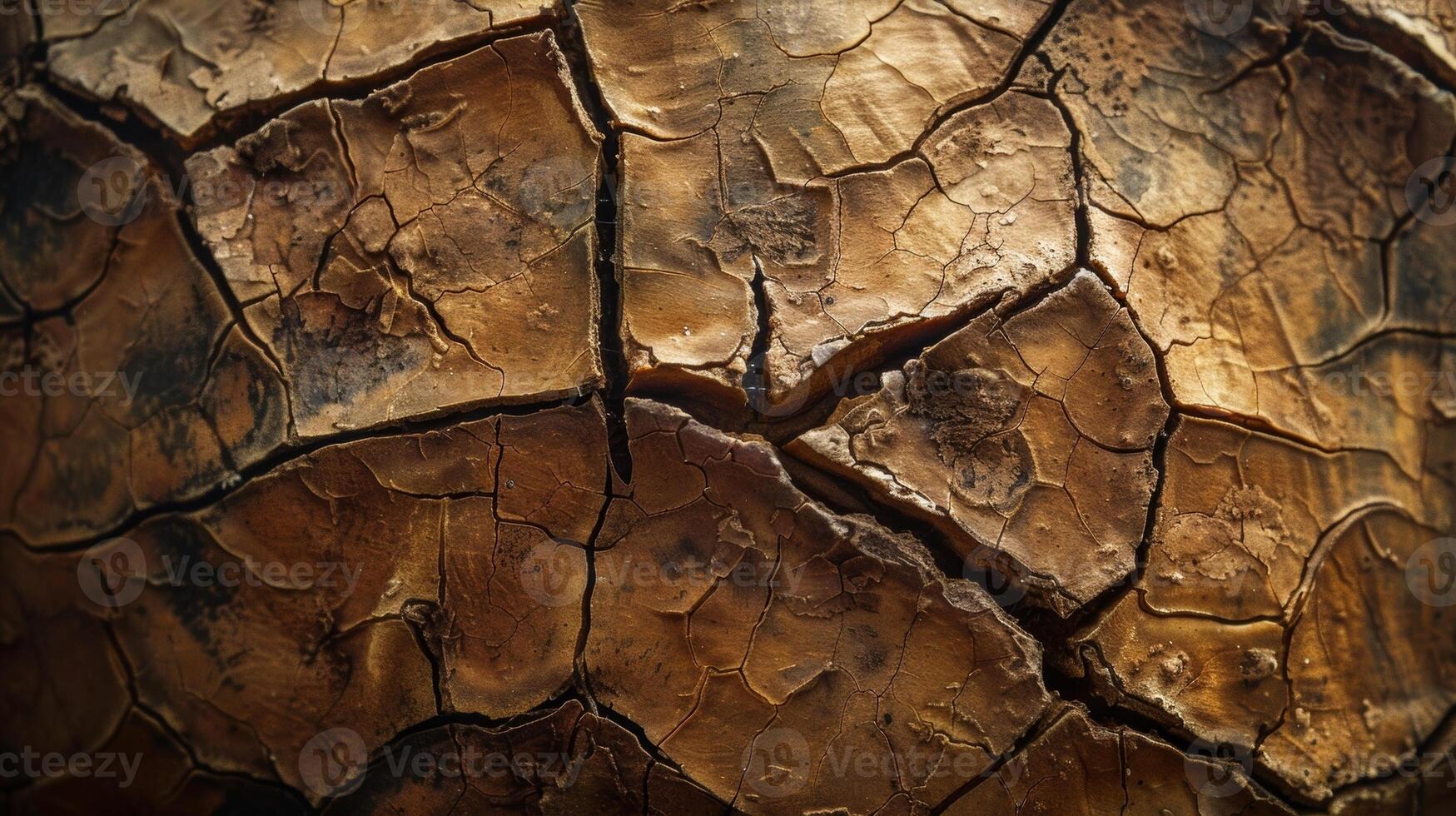 The dried cracked surface of a bly gourd with deep grooves and valleys creating a rugged texture photo