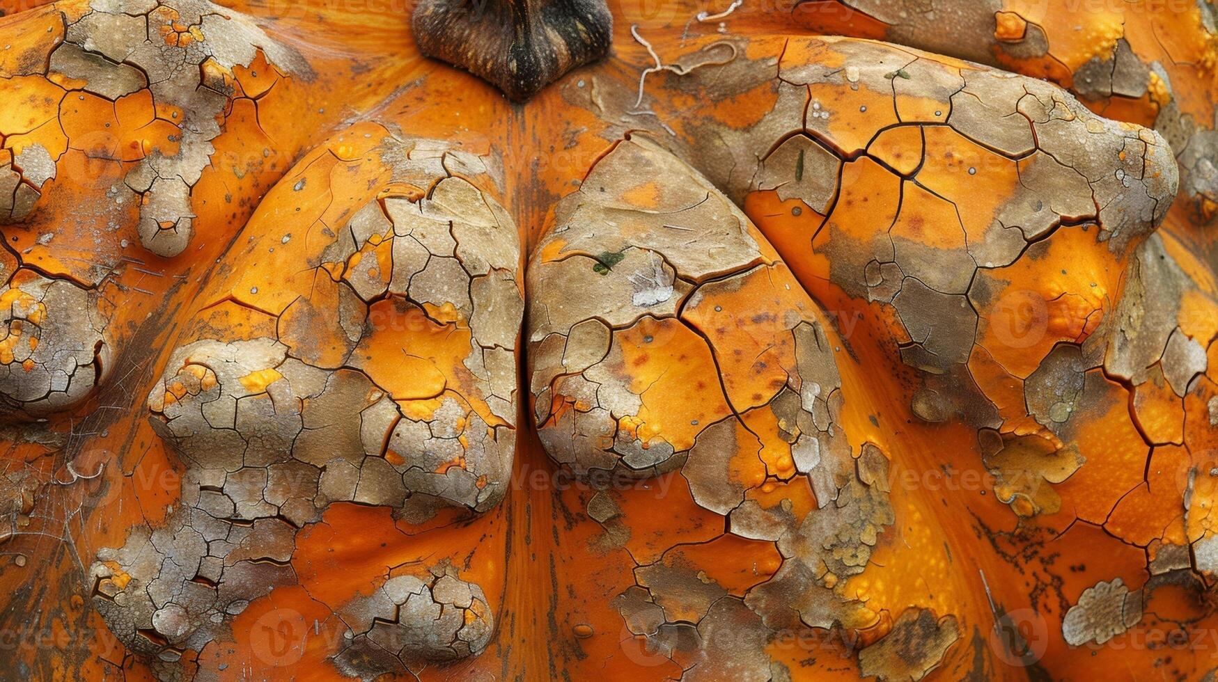 Jagged bumps and bulging s give this pumpkin skin a gnarled and weatherbeaten appearance photo