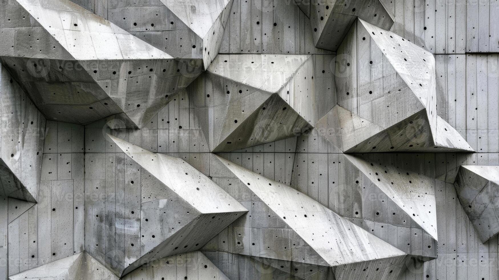 A sharp and angular texture with deep grooves and sharp edges gives this reinforced concrete a bold and imposing presence photo