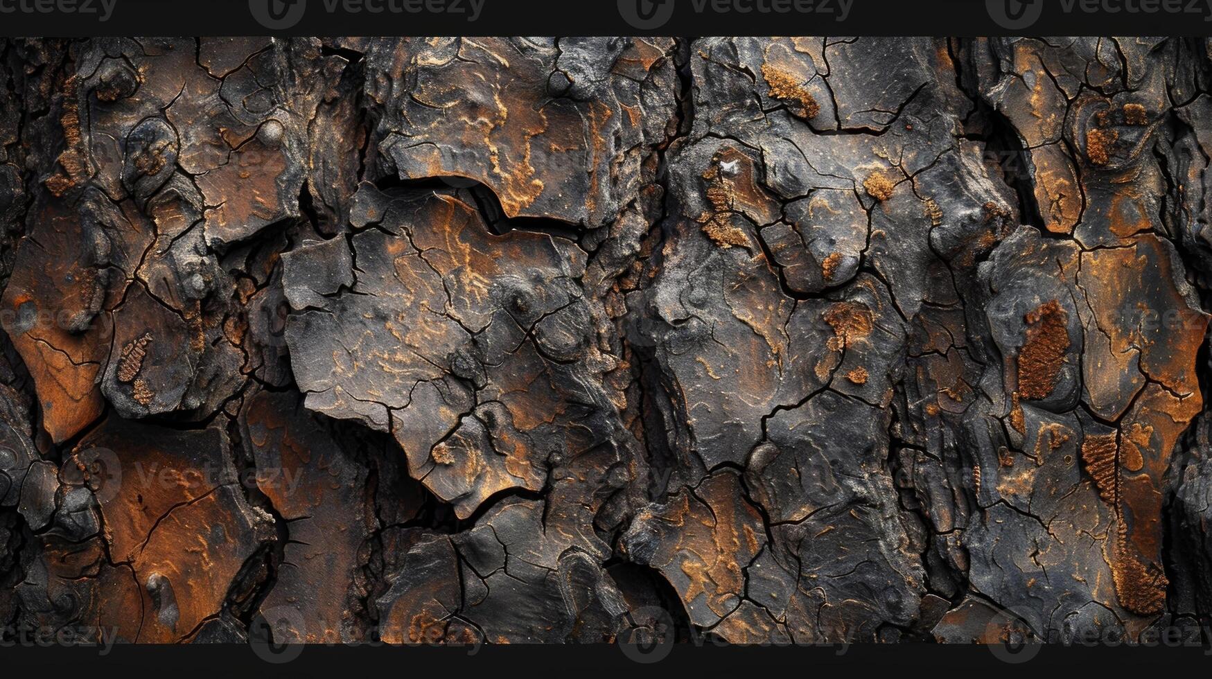 The roughness of this trees bark is accentuated by the deep dark crevices and rough gnarled surface showcasing its resilience against the elements photo