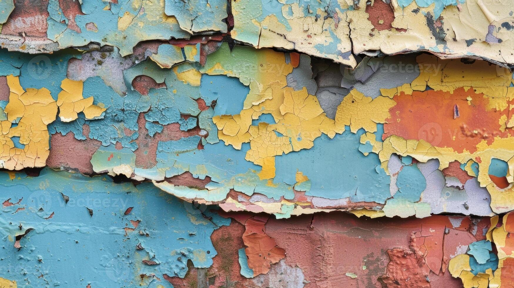 Peeling Layers The chipped paint reveals multiple layers of color with textures ranging from smooth to rough photo