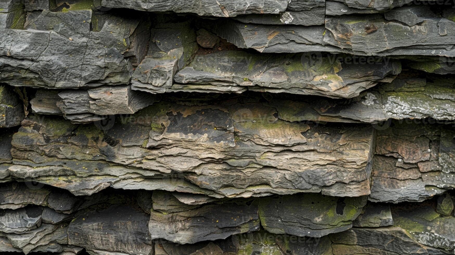 Chipped and worn away in some areas the stone reveals layers of earthy tones reminiscent of a trees growth rings photo