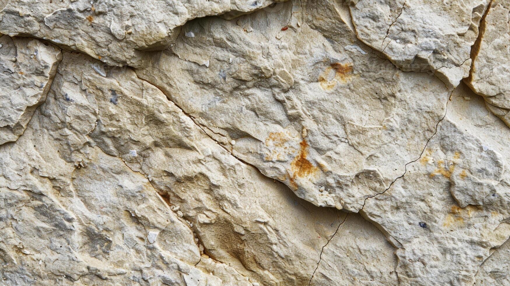 A macro shot of rough limestone revealing tiny crevices and creases that add to its rugged and weathered look photo