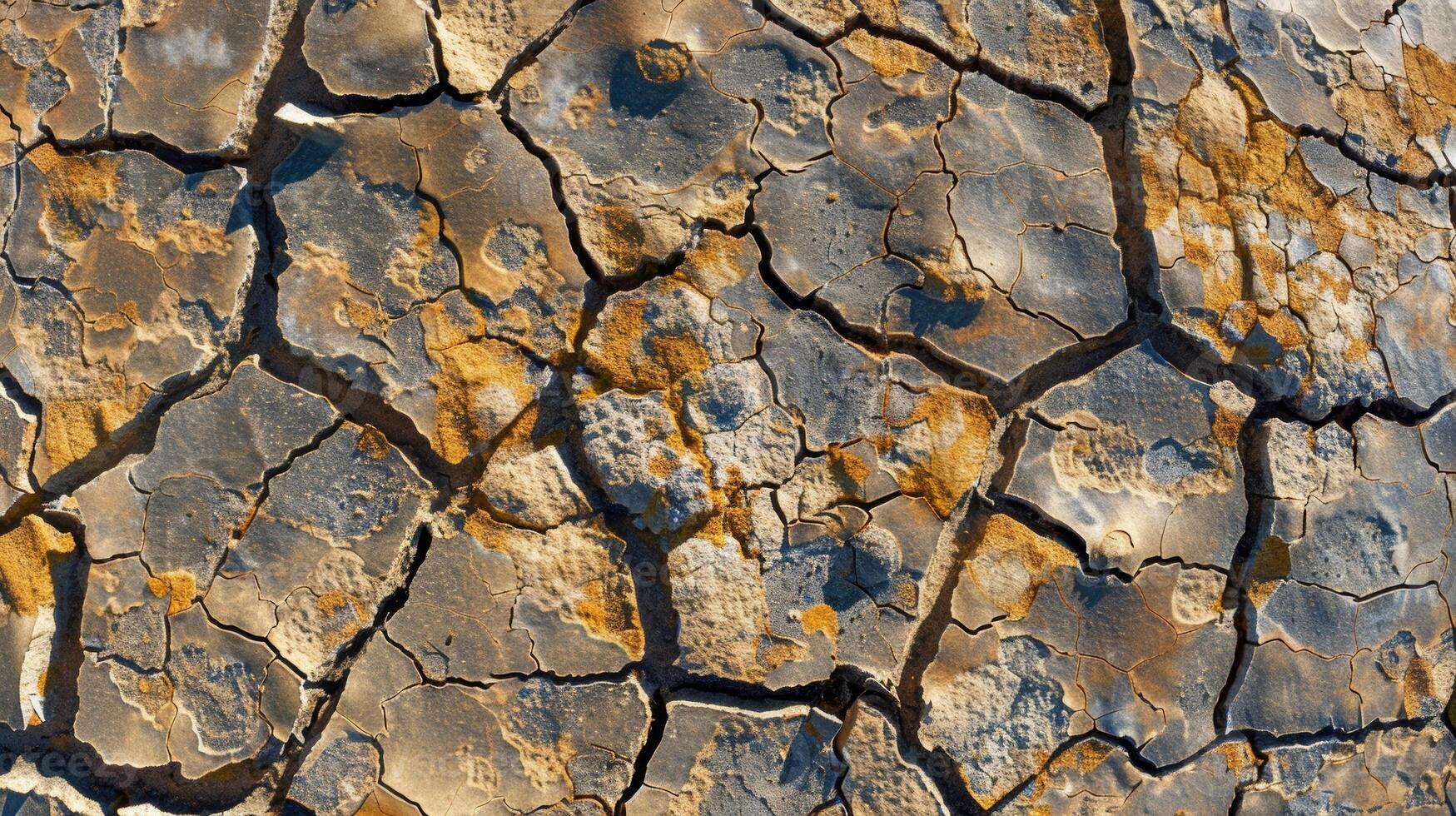 Small intricate patterns of cracked earth resembling a shattered mosaic piece on the barren desert floor photo