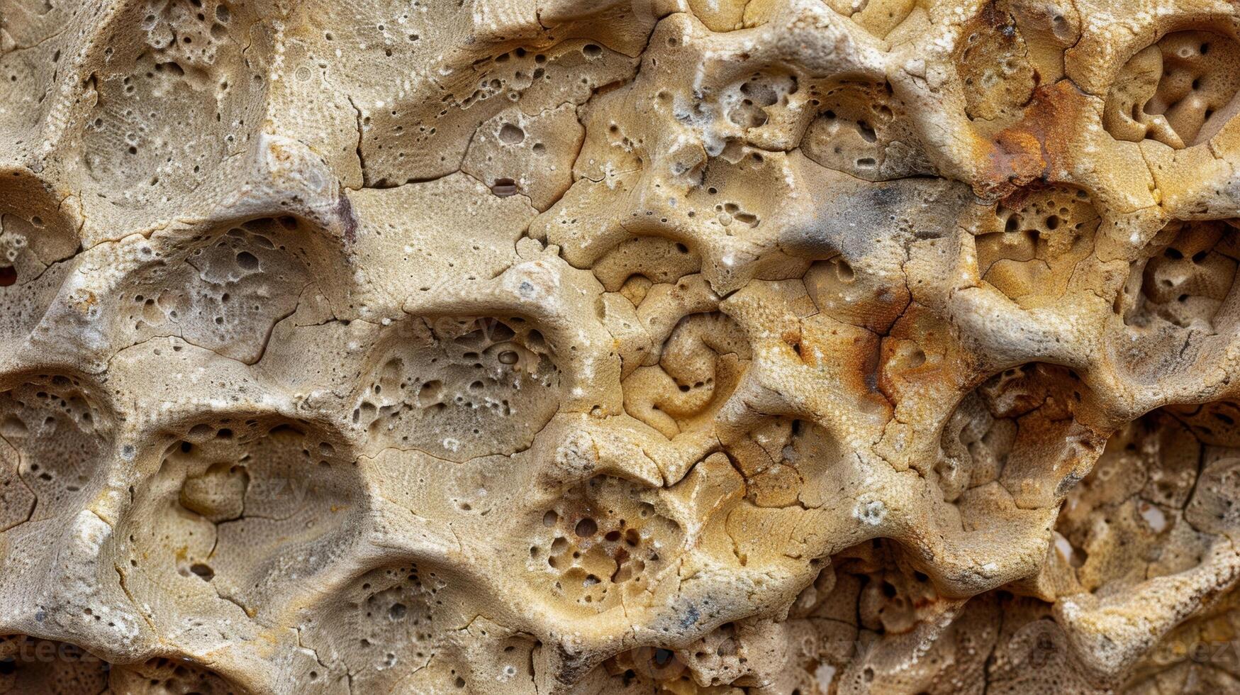 The surface of this sandstone is covered in small raised bumps resembling the rough skin of a reptile photo