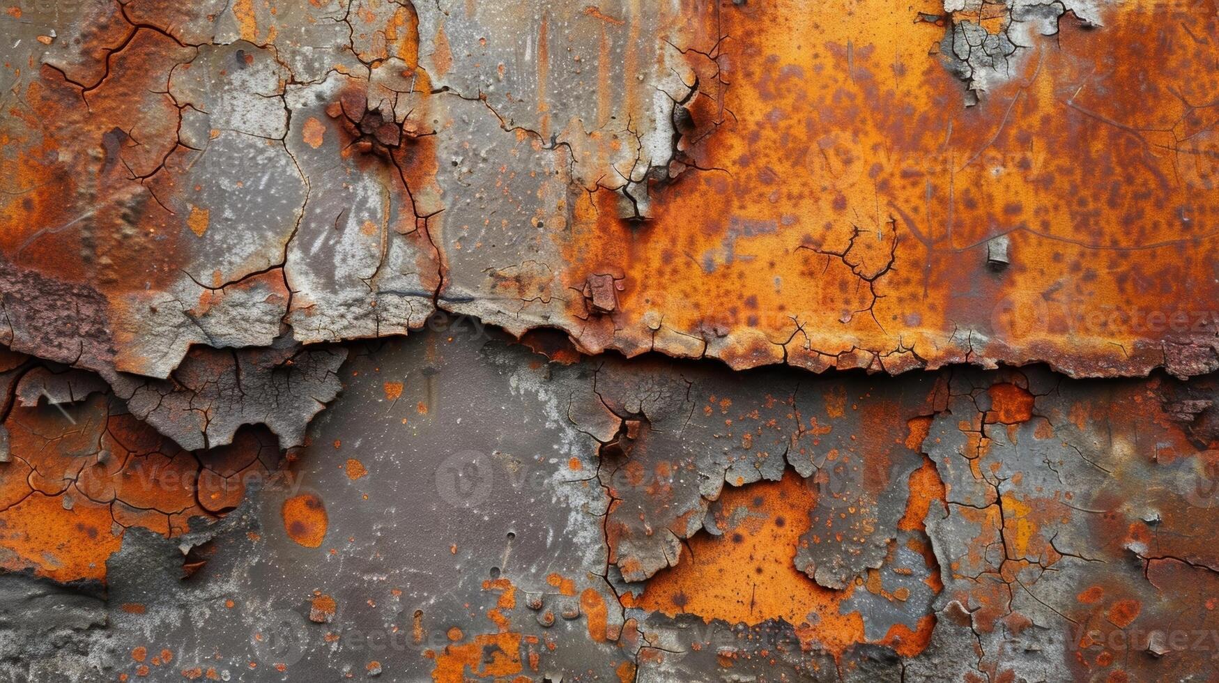 Aged and rusted The metal in this photo has an aged and rusted look with layers of pitting and rust covering its surface and adding character to the texture