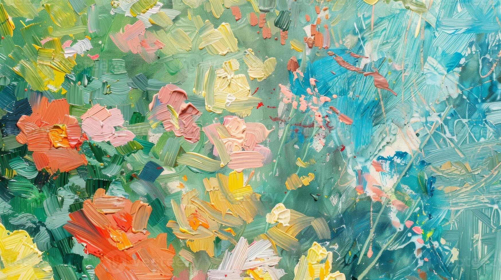 A portrait of a serene garden scene painted with delicate brushstrokes by a person with Alzheimers photo