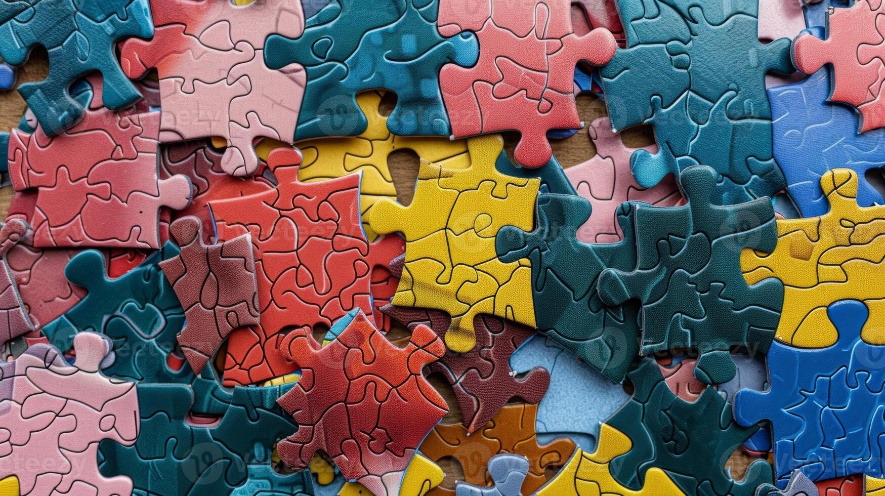 A pattern of different colored puzzle pieces with some missing representing the diverse symptoms and effects of various brain diseases photo