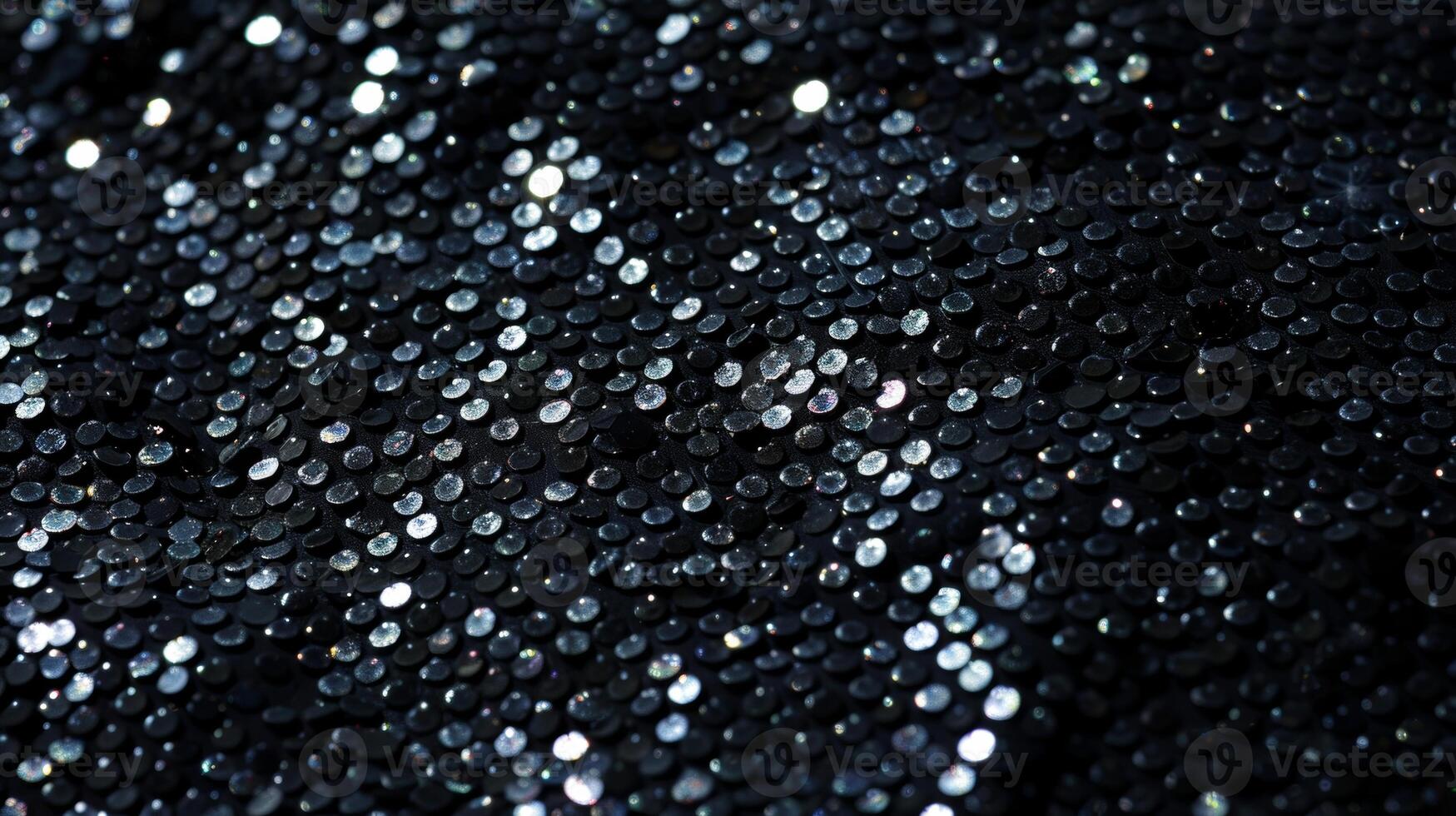 A detailed image of a black sequin its surface textured with small raised dots giving it a unique sparkle that stands out against the dark background photo