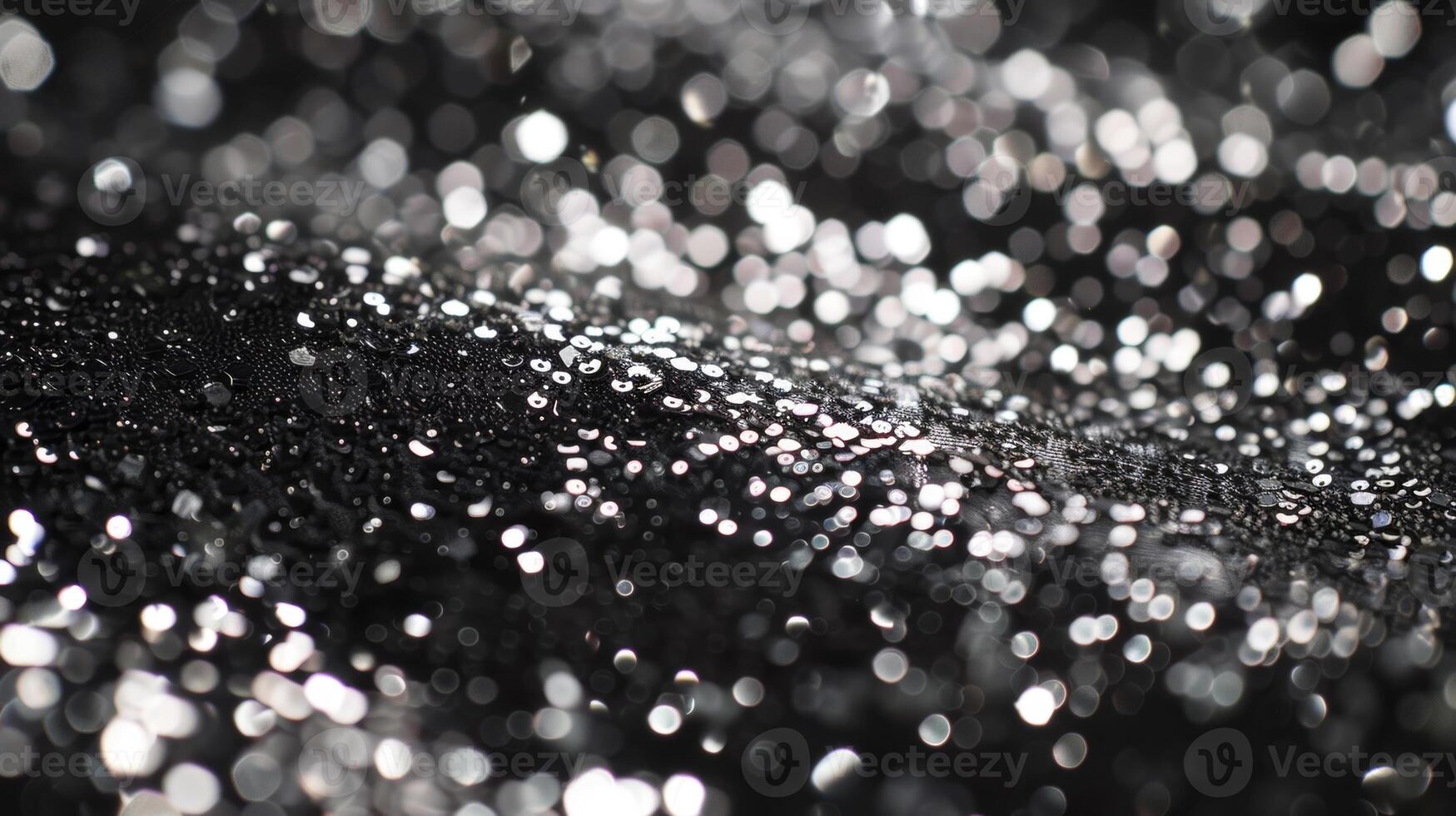 A shot of a supershiny silver sequin its surface resembling liquid metal as it reflects the light and dances with every movement photo