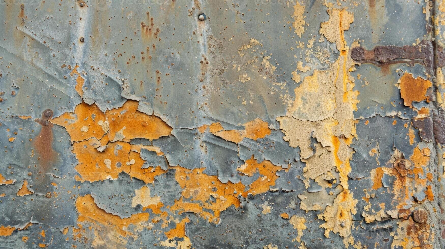 A closeup of the scratched metal reveals patches of rust and deep grooves creating a weathered and aged appearance photo