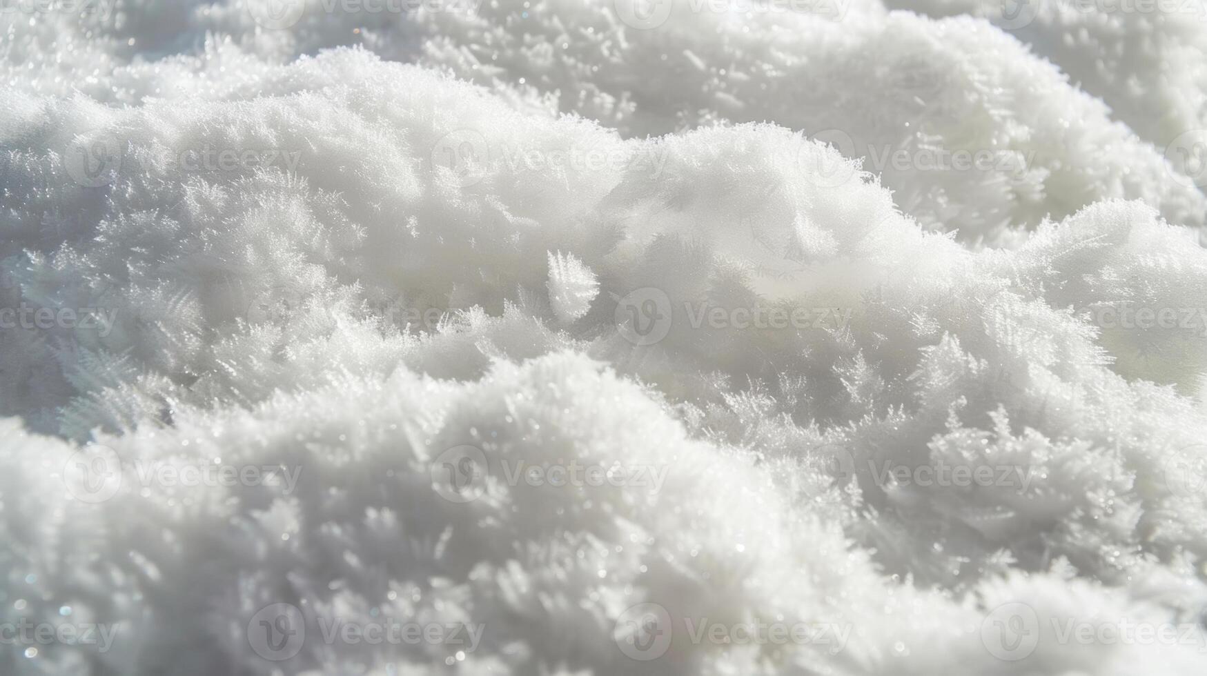 An upclose view of a patch of snow revealing its soft and smooth surface almost resembling a plush white cushion photo