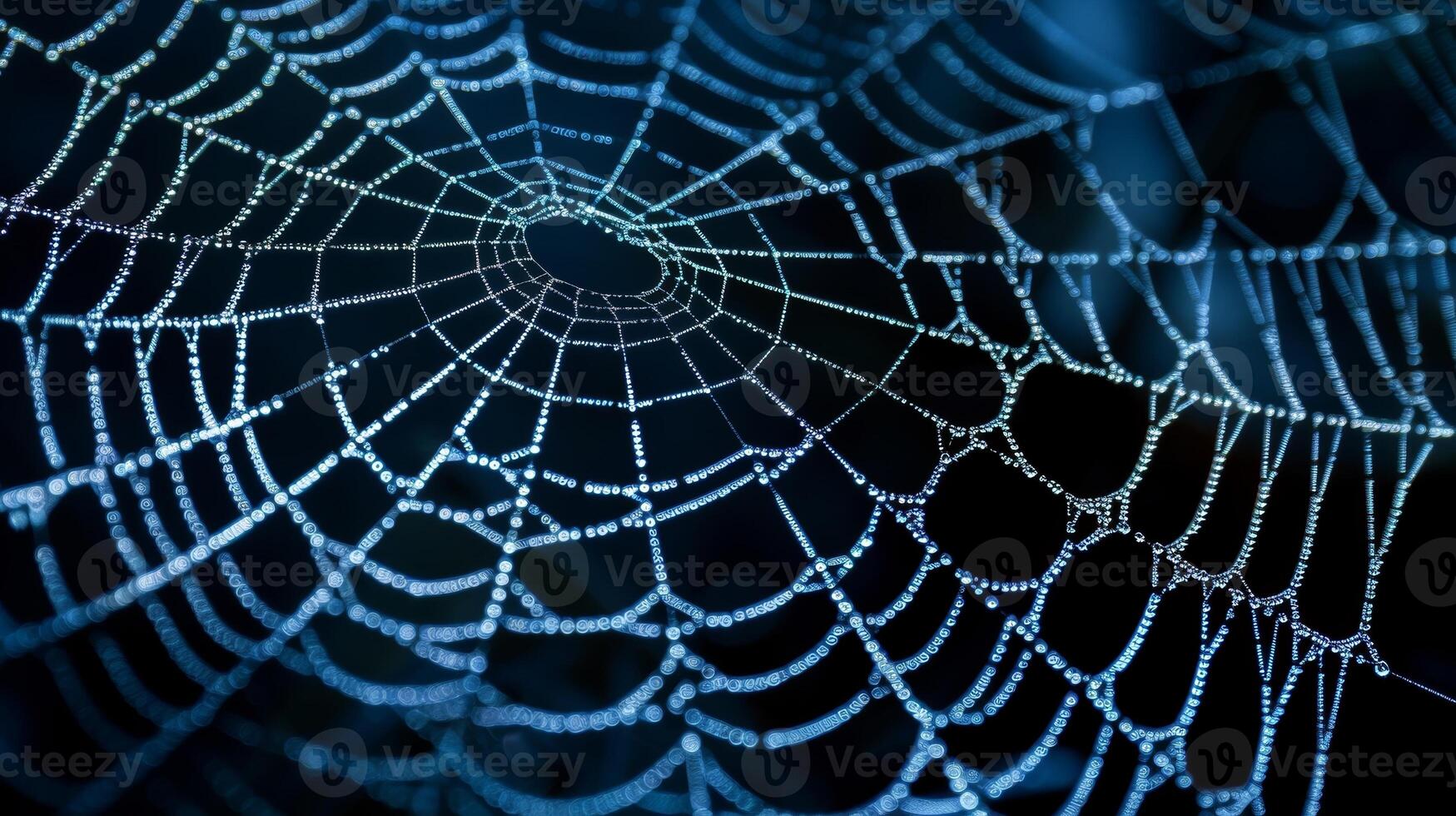 A detailed shot of a silky spider web with intricate patterns of inter threads creating a mesmerizing sight photo