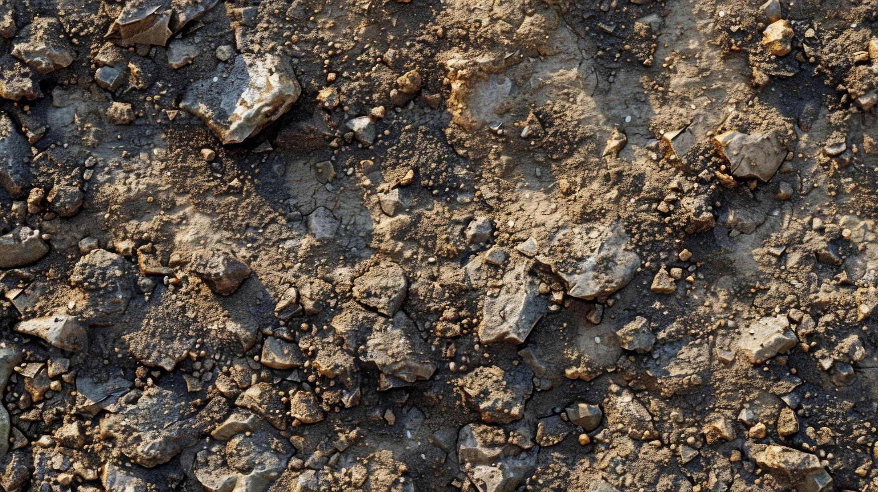 This muddy texture is dotted with bits of gravel and stones giving it a rough and rocky look photo