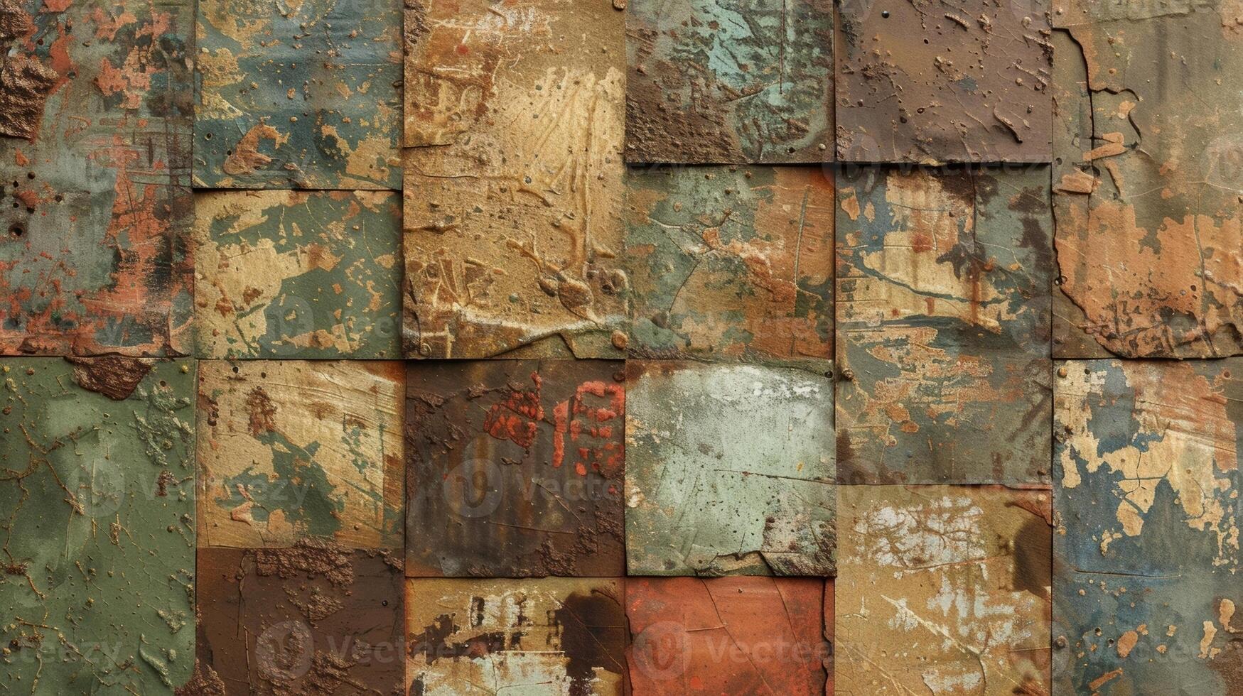 In a range of shades this layered mud texture shows a unique blend of browns and greens creating a patchwork pattern photo
