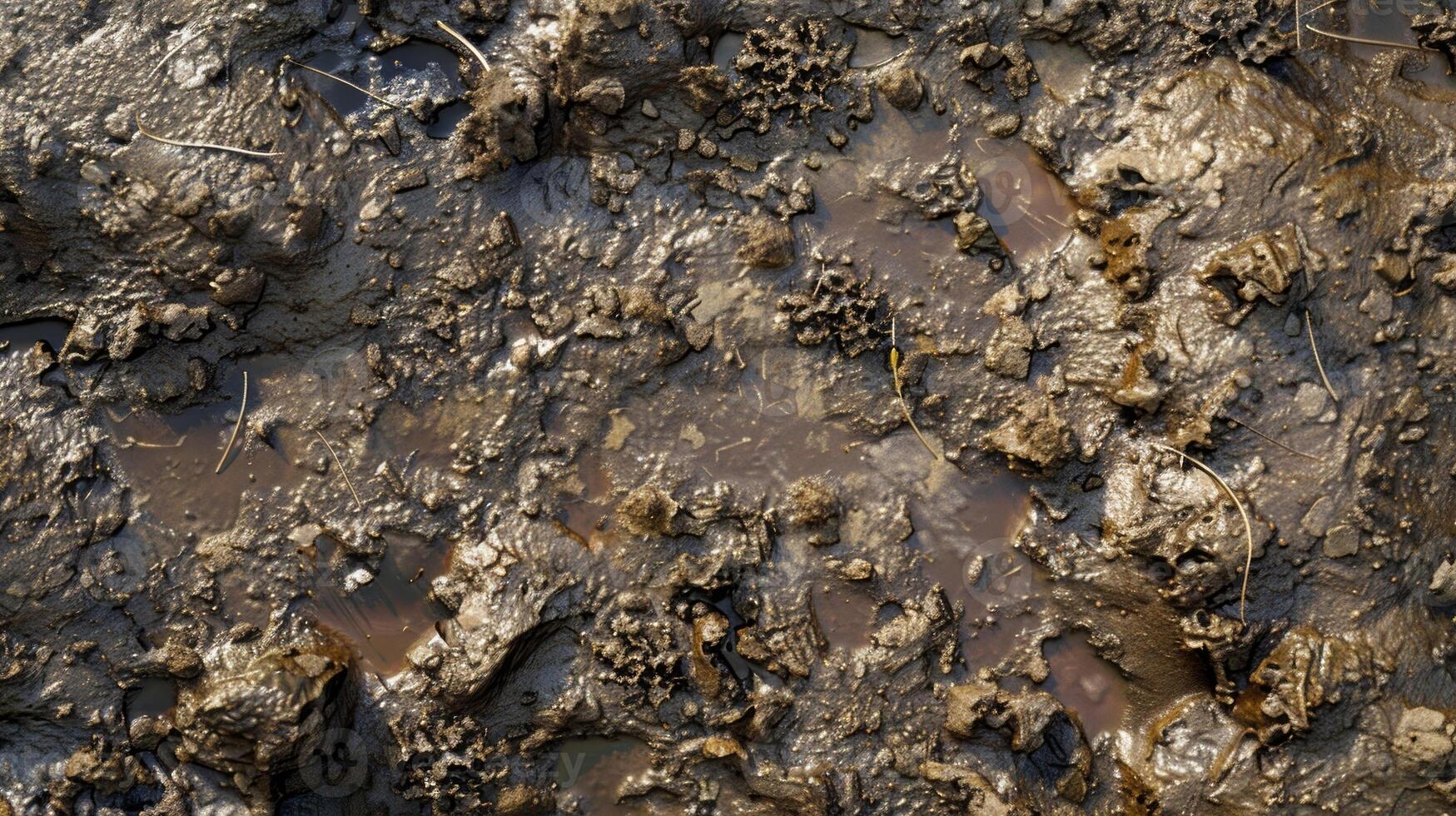 Gritty and grainy this mud texture features small clumps of dirt intertwined with wet earthy debris photo