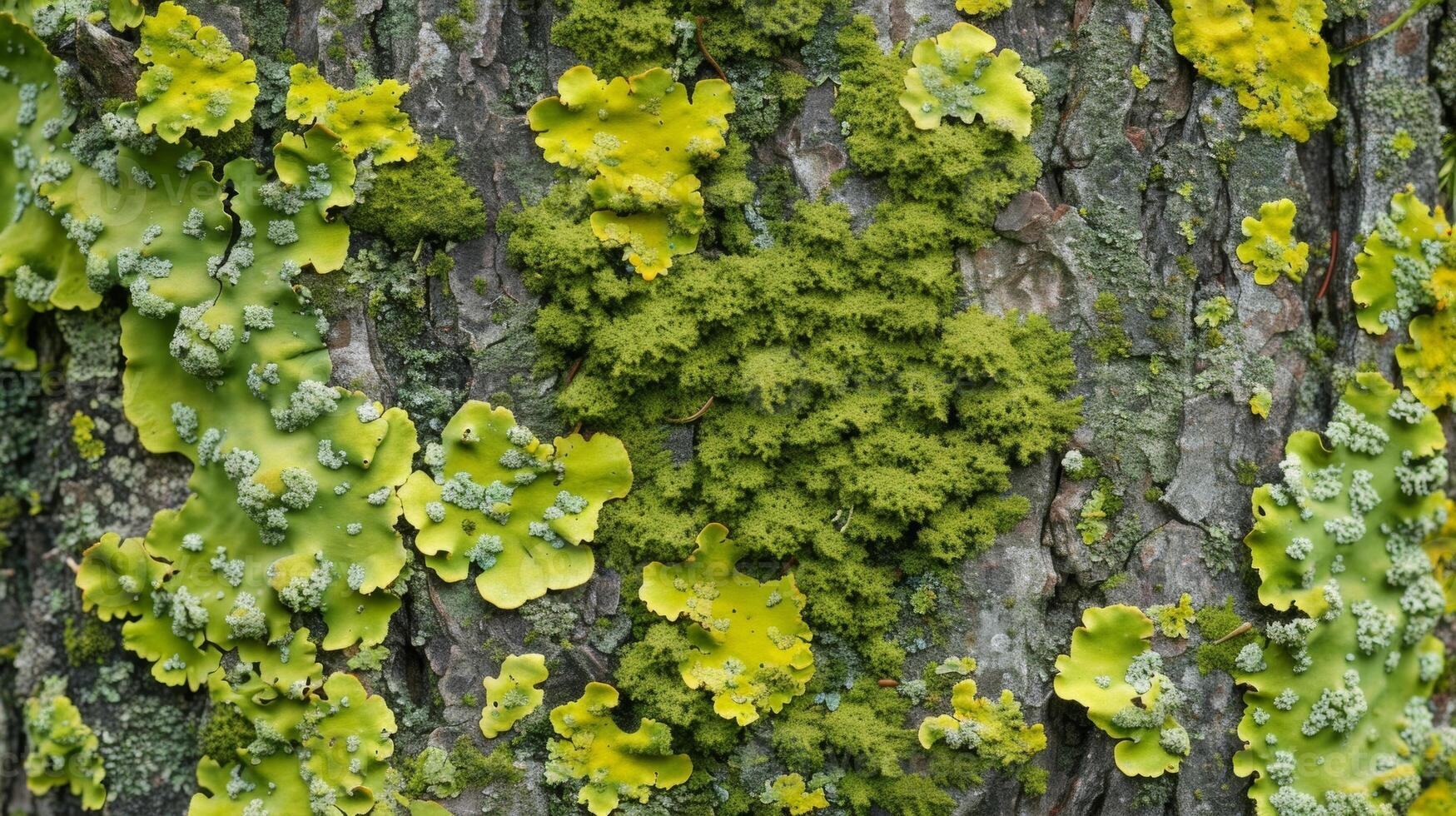 The tactile sensation of a spongy plush spongelike texture as one runs their fingers along the densely packed moss on a trees bark photo