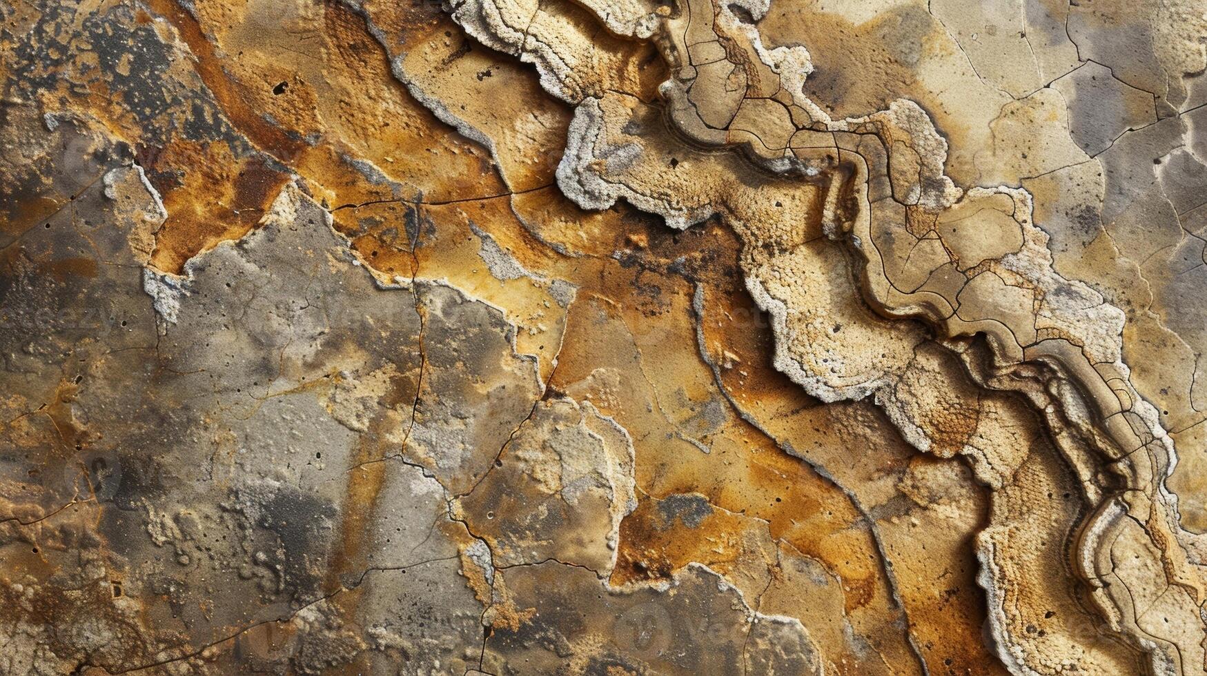The intricate and intricate patterns of erosion etched into a weathered stone slab creating a unique and textured surface photo