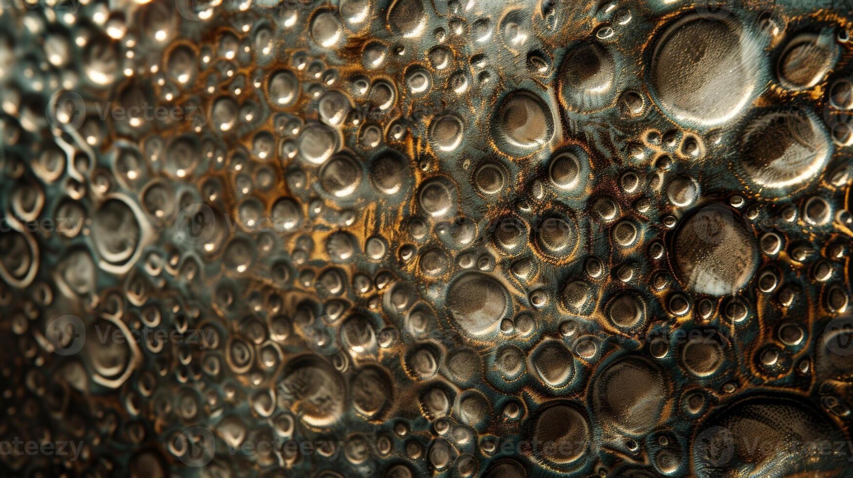 Closeup of a textured metallic surface with intricate patterns and designs etched into it creating a sense of depth and dimension photo