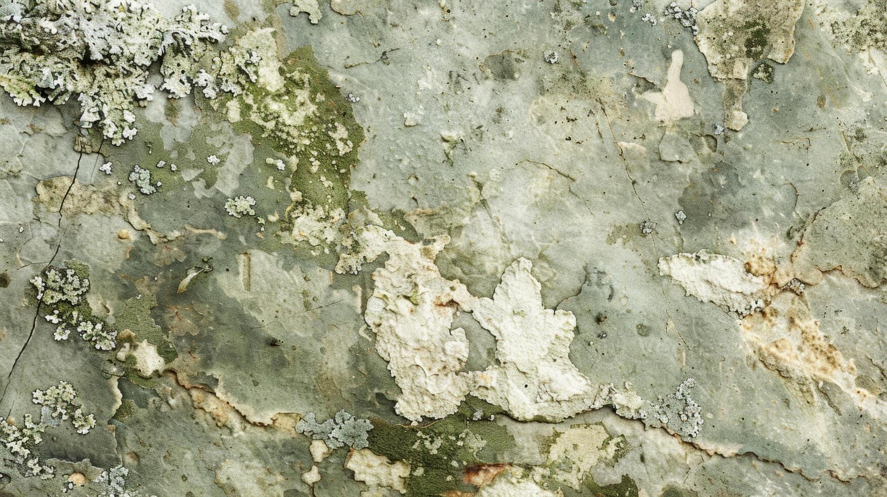 The velvety softness of a lichencovered rock with patches of pale green and white intertwining to create a soft dreamy texture photo