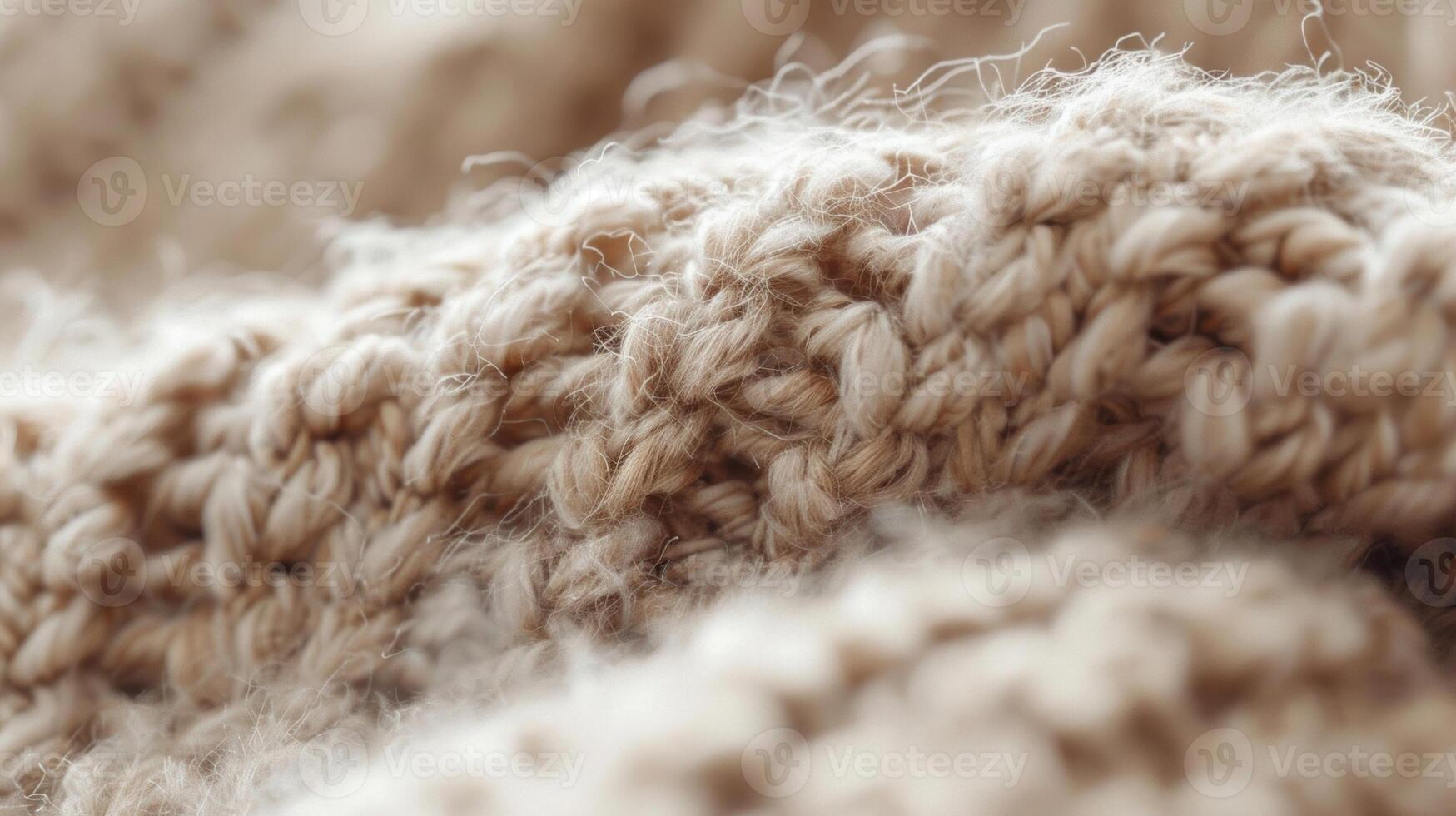 A macro shot of a soft fuzzy texture of a knitted wool scarf with individual stitches creating a hazy pattern that begs to be touched photo