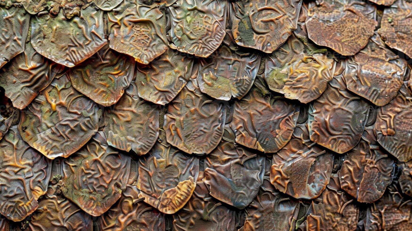 Tiny tightlypacked scales form a scaly reptilelike texture on the barks surface adding depth and dimension photo