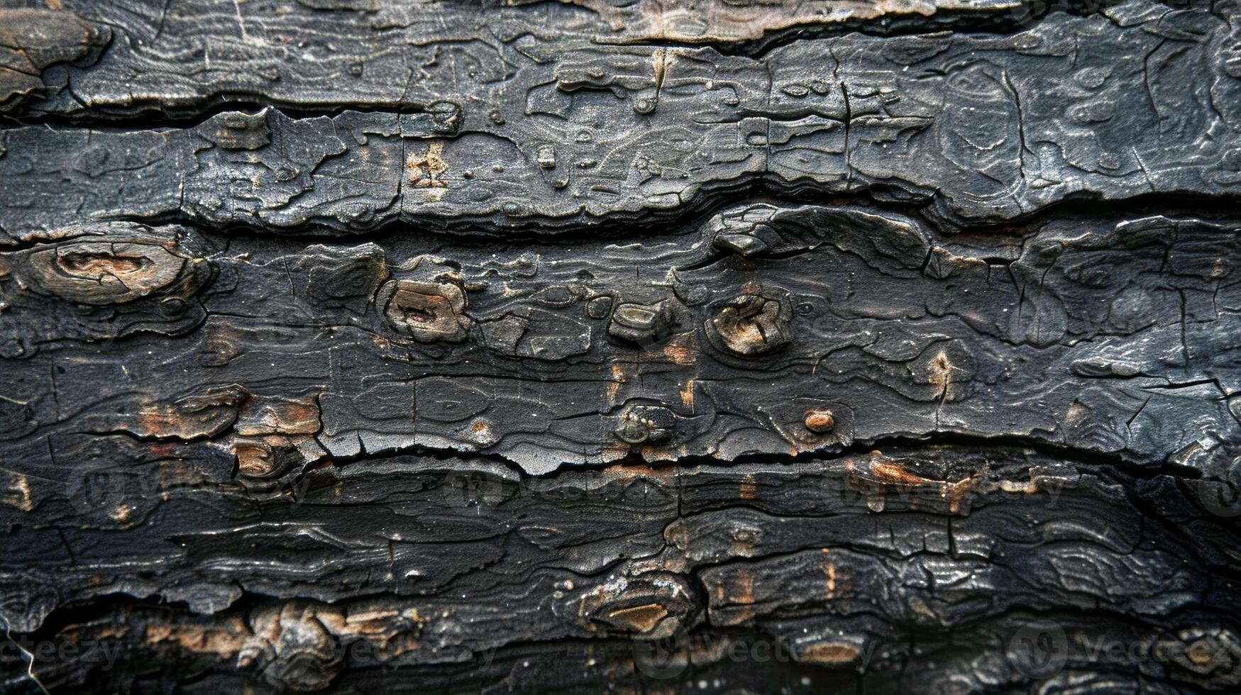 The dark brown bark features faint horizontal lines that seem to mimic the trees growth rings photo