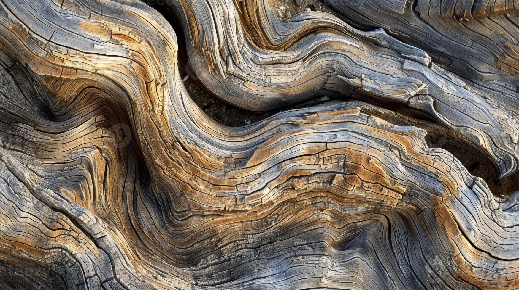 A zoomedin view of gnarled driftwood showcasing its intricate patterns of twisted lines and jagged edges like a work of art sculpted by nature photo