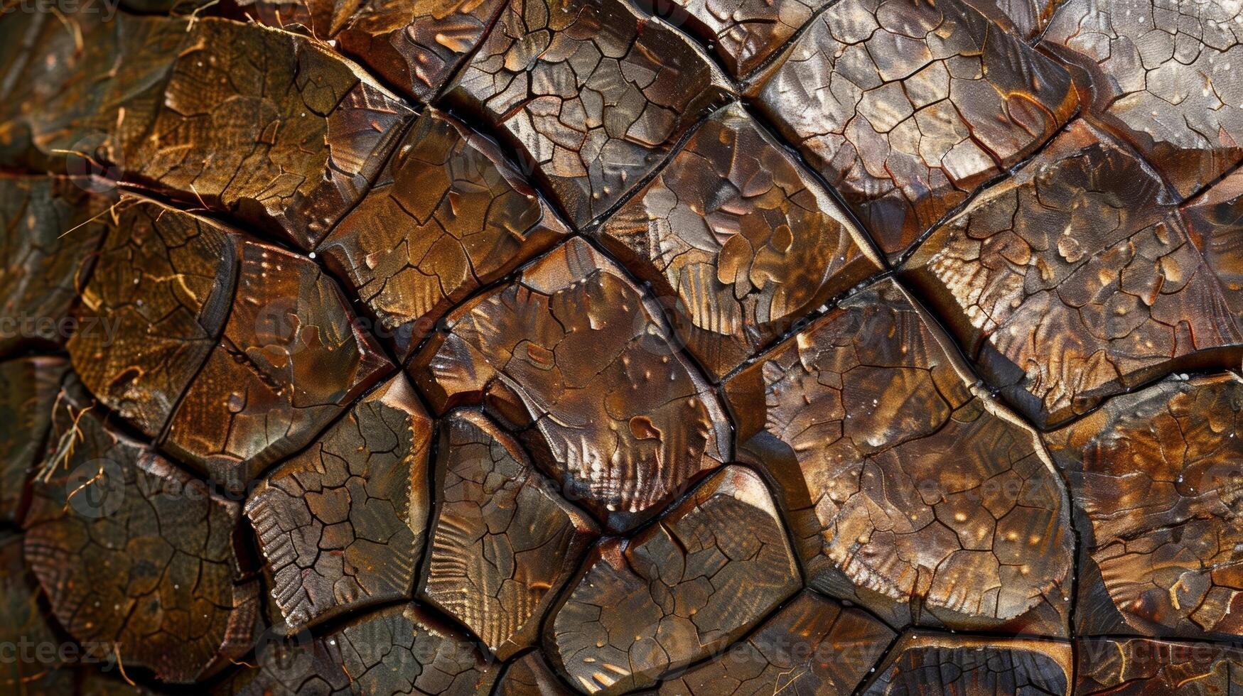 A macro shot of a coconut shell revealing its co and bumpy texture resembling a mosaic pattern photo