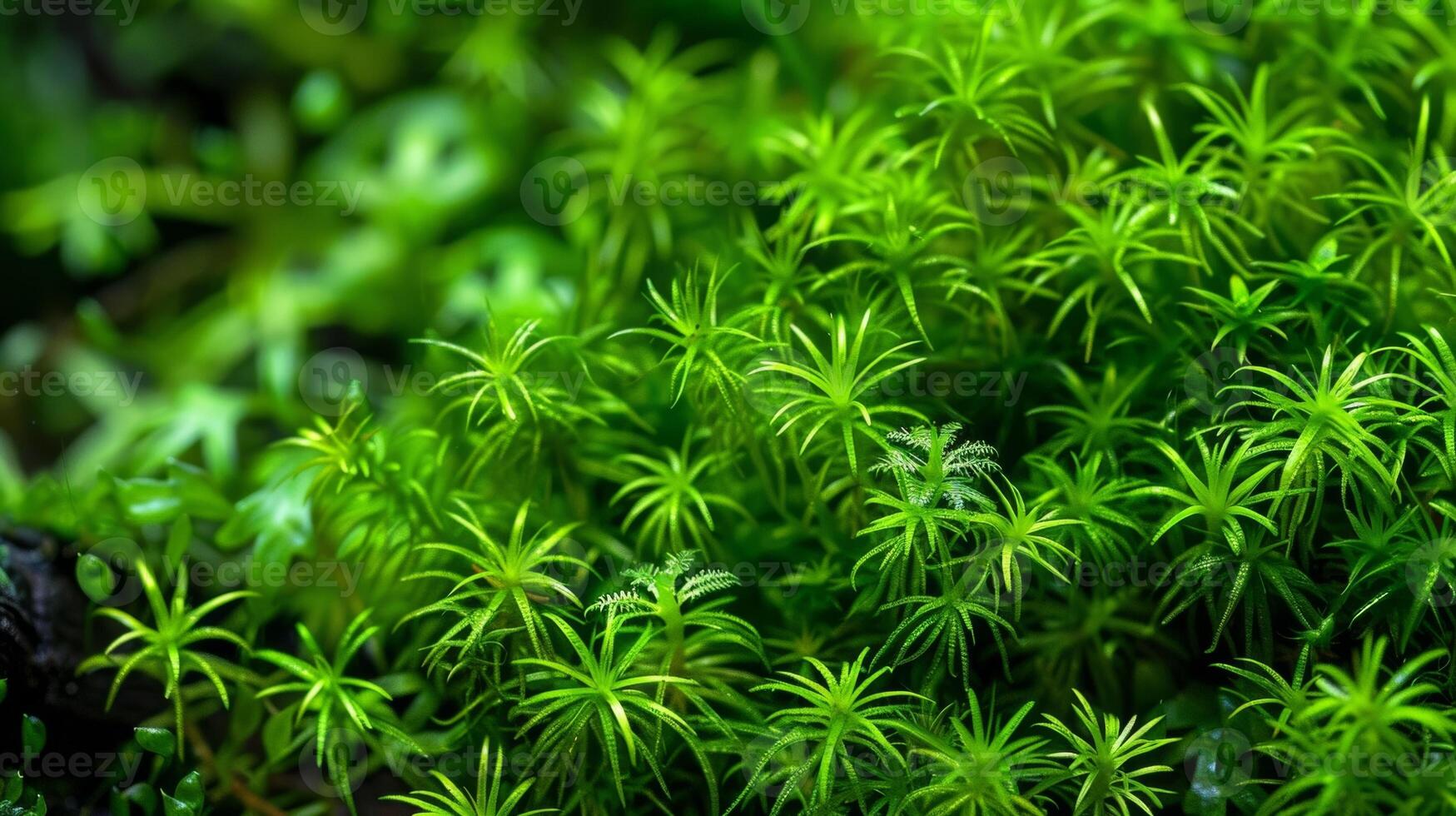 The moss in this photo is a rich deep green and its delicate leaves seem to overflow and cascade over each other in a dense and luxurious display