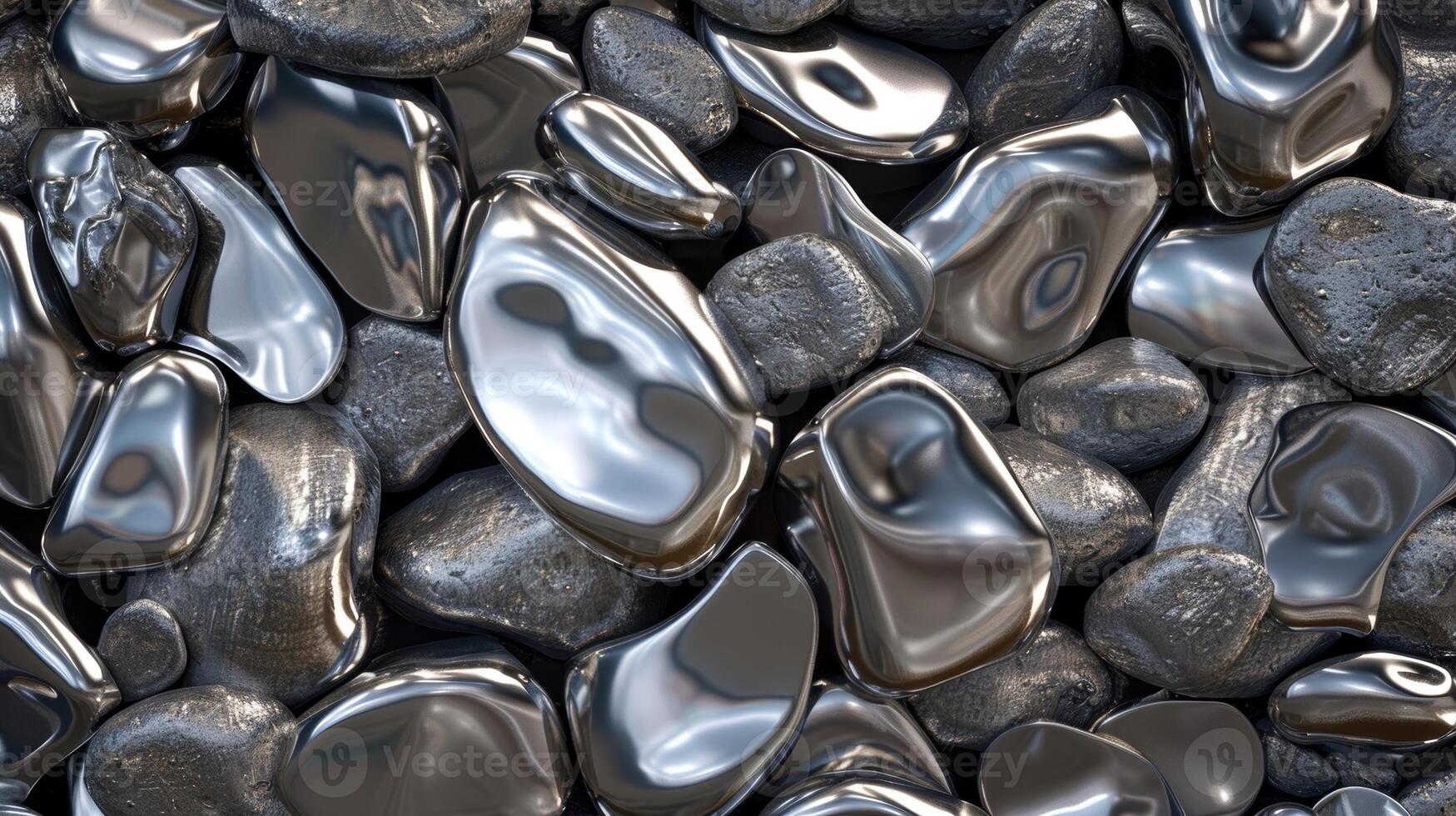 The pebbles surface resembles liquid metal reflecting a distorted image of its surroundings in a mesmerizing way photo