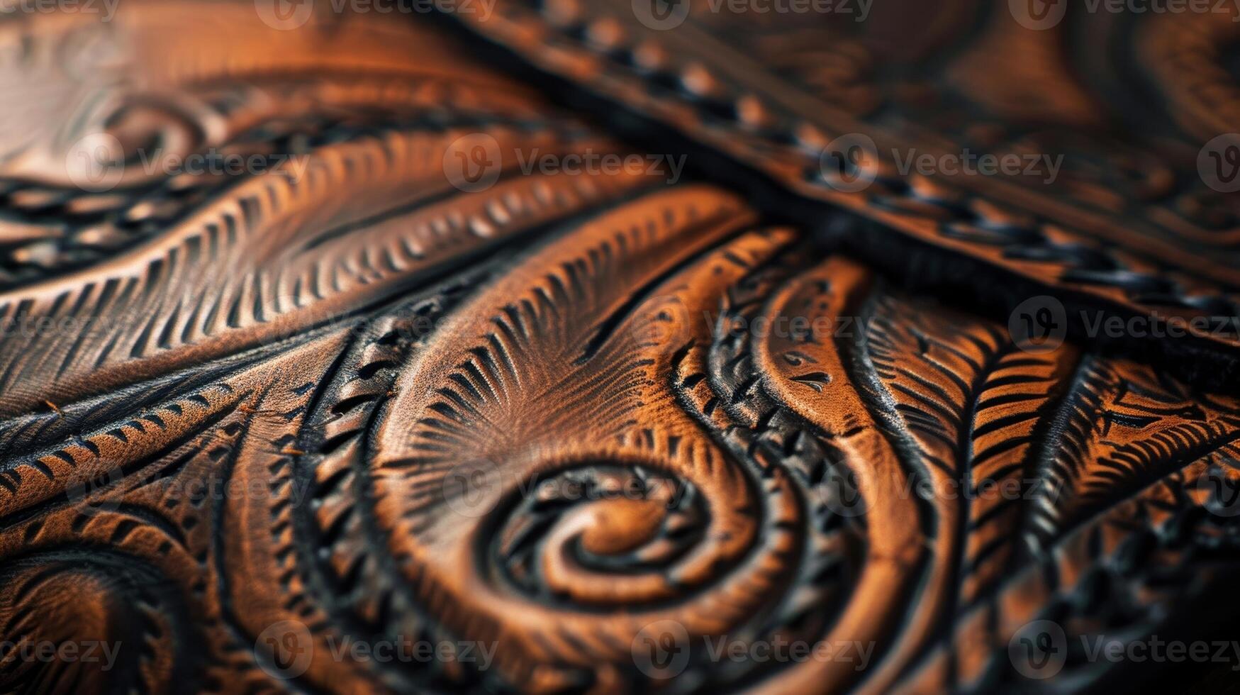 Bold Outlines The intricate embossed design on the leather cover boasts bold lines and sharp edges giving it a strong and distinct appearance photo