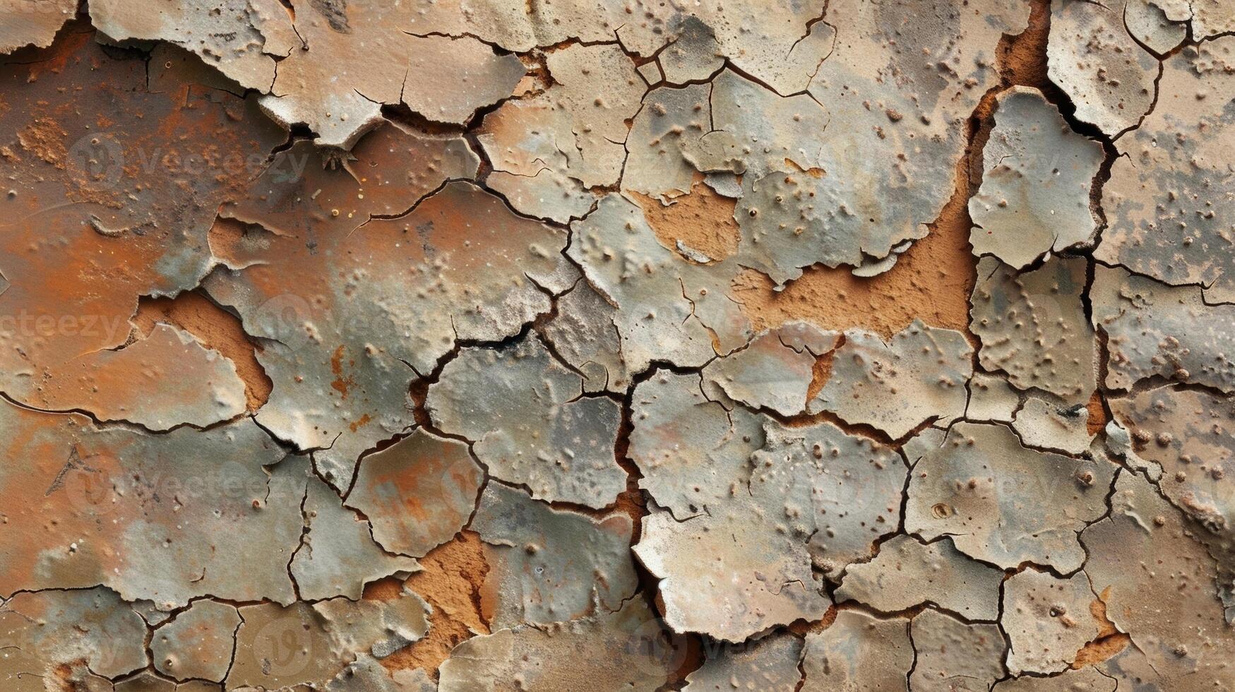The texture image of this porous clay showcases its porous nature with the tiny openings and imperfections creating a rugged and worn appearance. The cracked and weathered surface suggest photo
