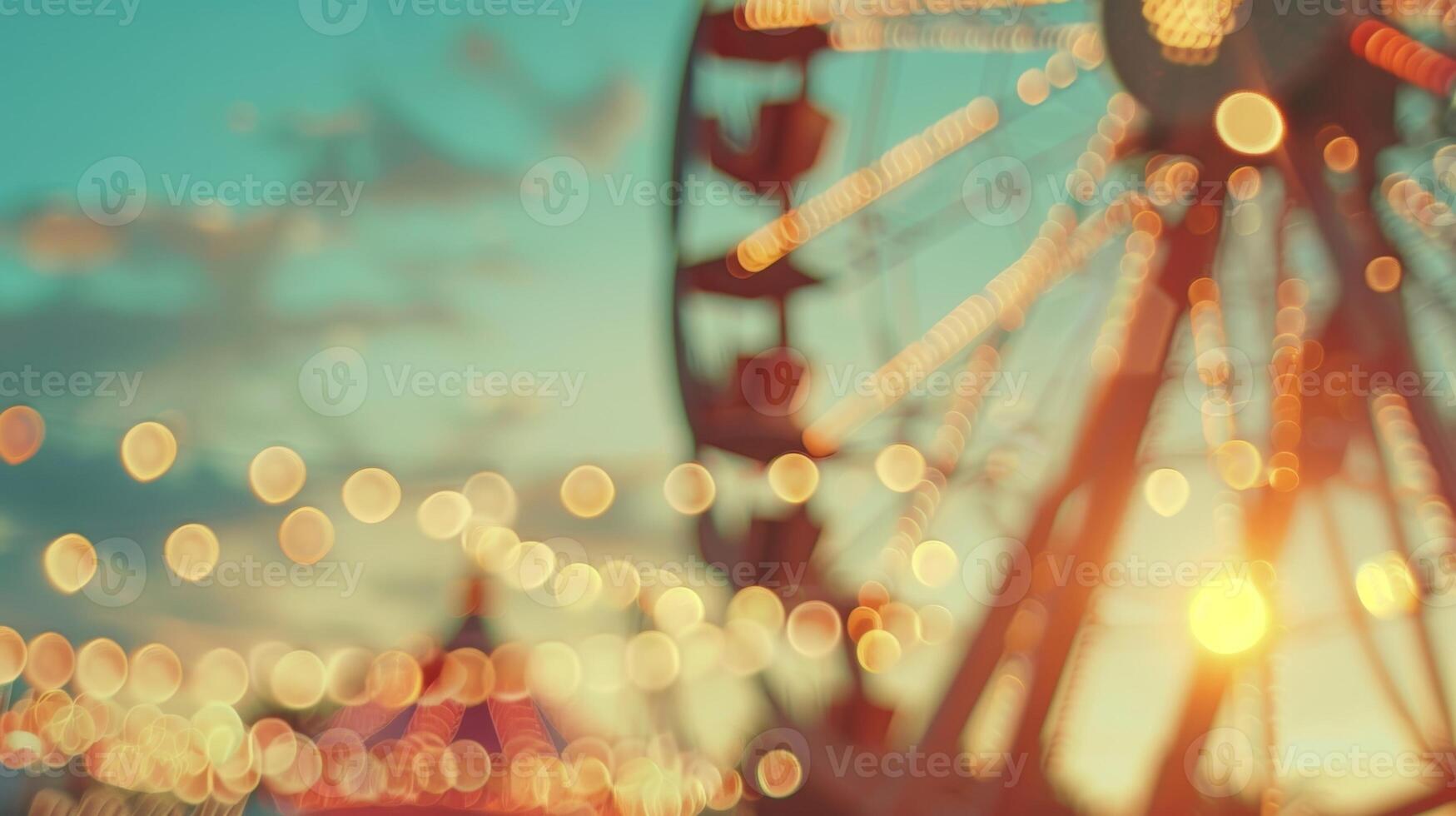 A defocused Ferris wheel towering over the festivals chaotic energy photo