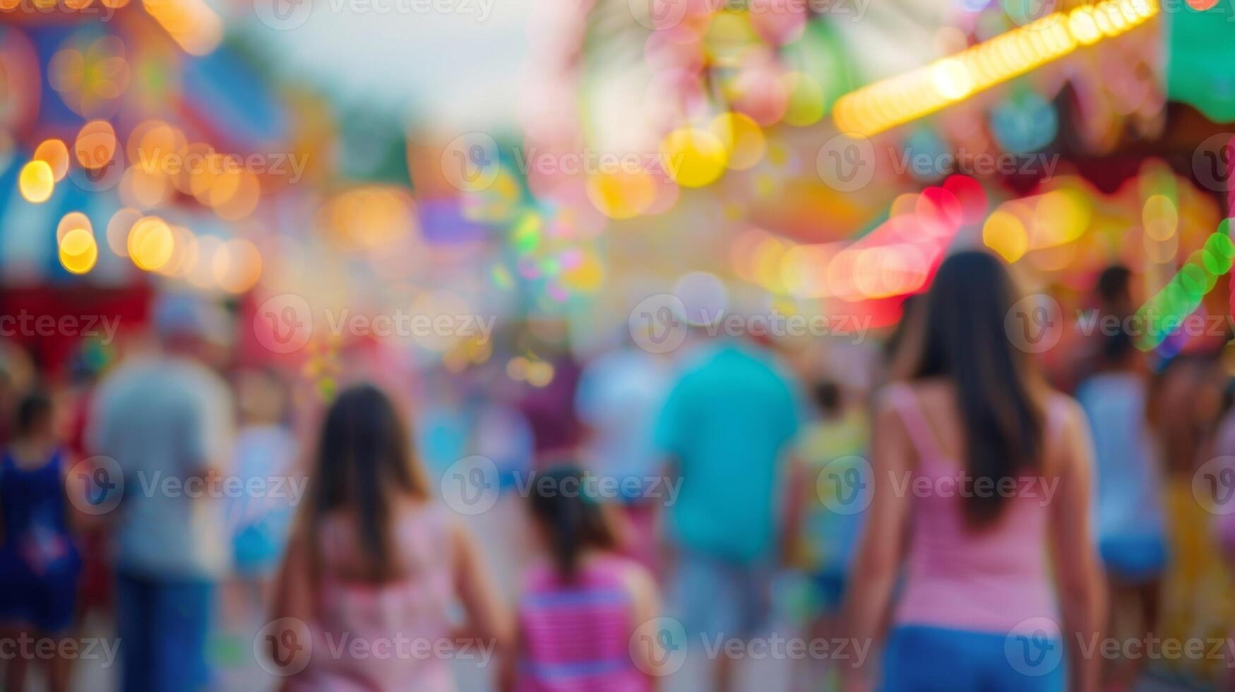 Faded view of a community fair with activities for people of all ages photo