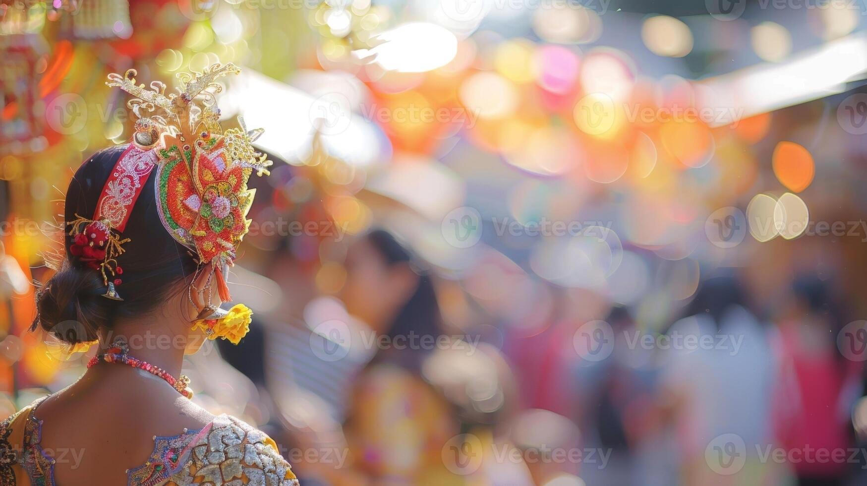 Obscured shot of a lively cultural fair showcasing the intricacies and beauty of diverse cultural practices photo