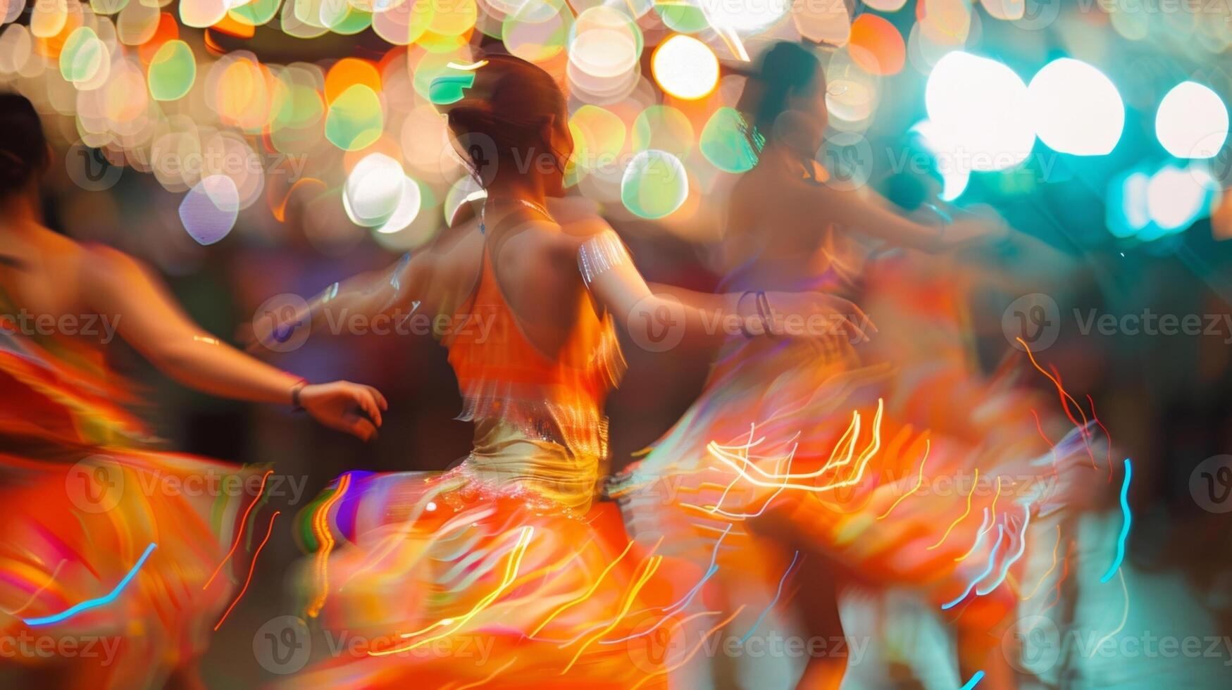 Fuzzy images of dancers telling a story through the movements of cultural dance photo